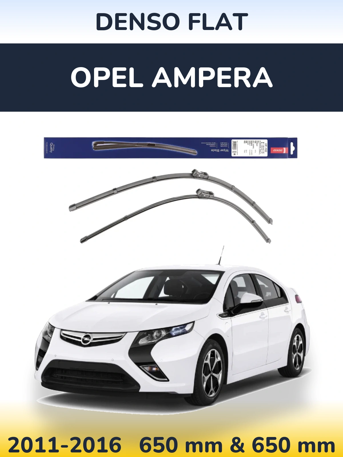 Комплект передних дворников Denso Flat 650 & 650 мм для Opel Ampera 2011-2016