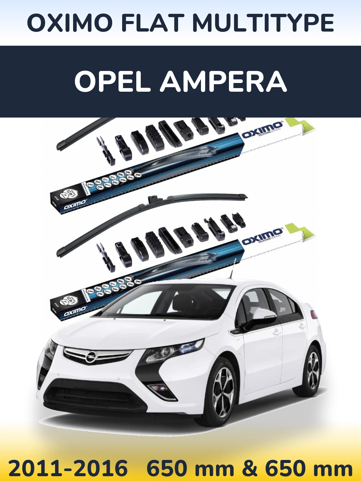 Komplet przednich wycieraczek Oximo Flat MultiType 650 & 650 mm do Opel Ampera 2011-2016