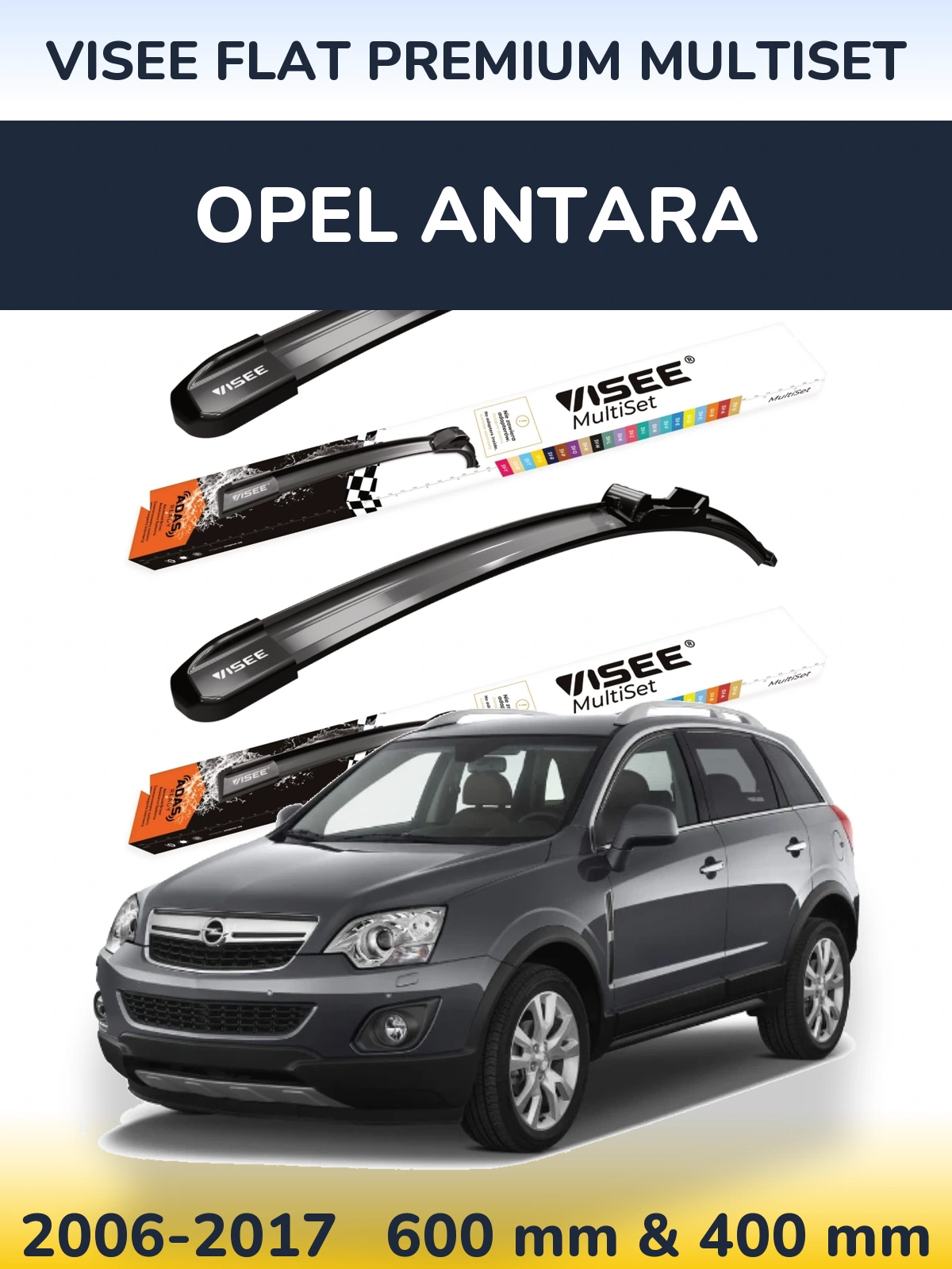 Komplet przednich wycieraczek VISEE FLAT PREMIUM MultiSet 600 & 400 mm do Opel Antara 2006-2017
