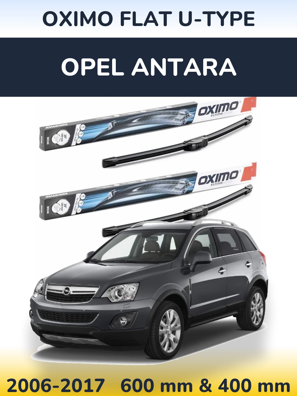 Komplet przednich wycieraczek Oximo Flat U-type 600 & 400 mm do Opel Antara 2006-2017