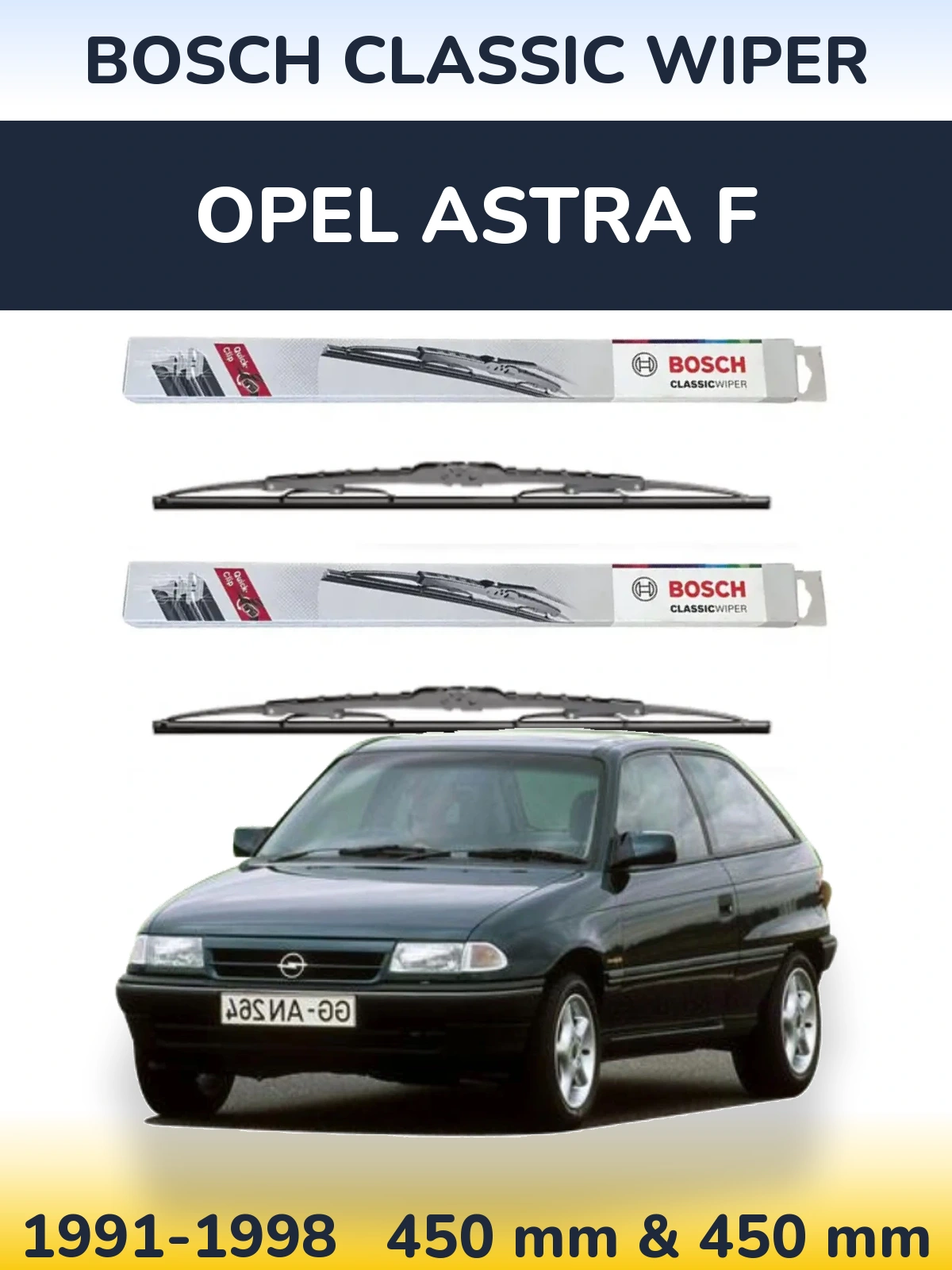 Komplet przednich wycieraczek BOSCH Classic Wiper 450 & 450 mm do Opel Astra F 1991-1998
