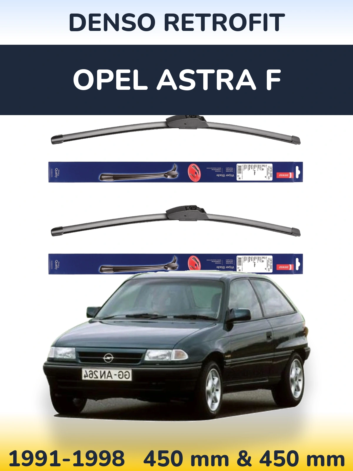 Komplet przednich wycieraczek Denso Retrofit 450 & 450 mm do Opel Astra F 1991-1998