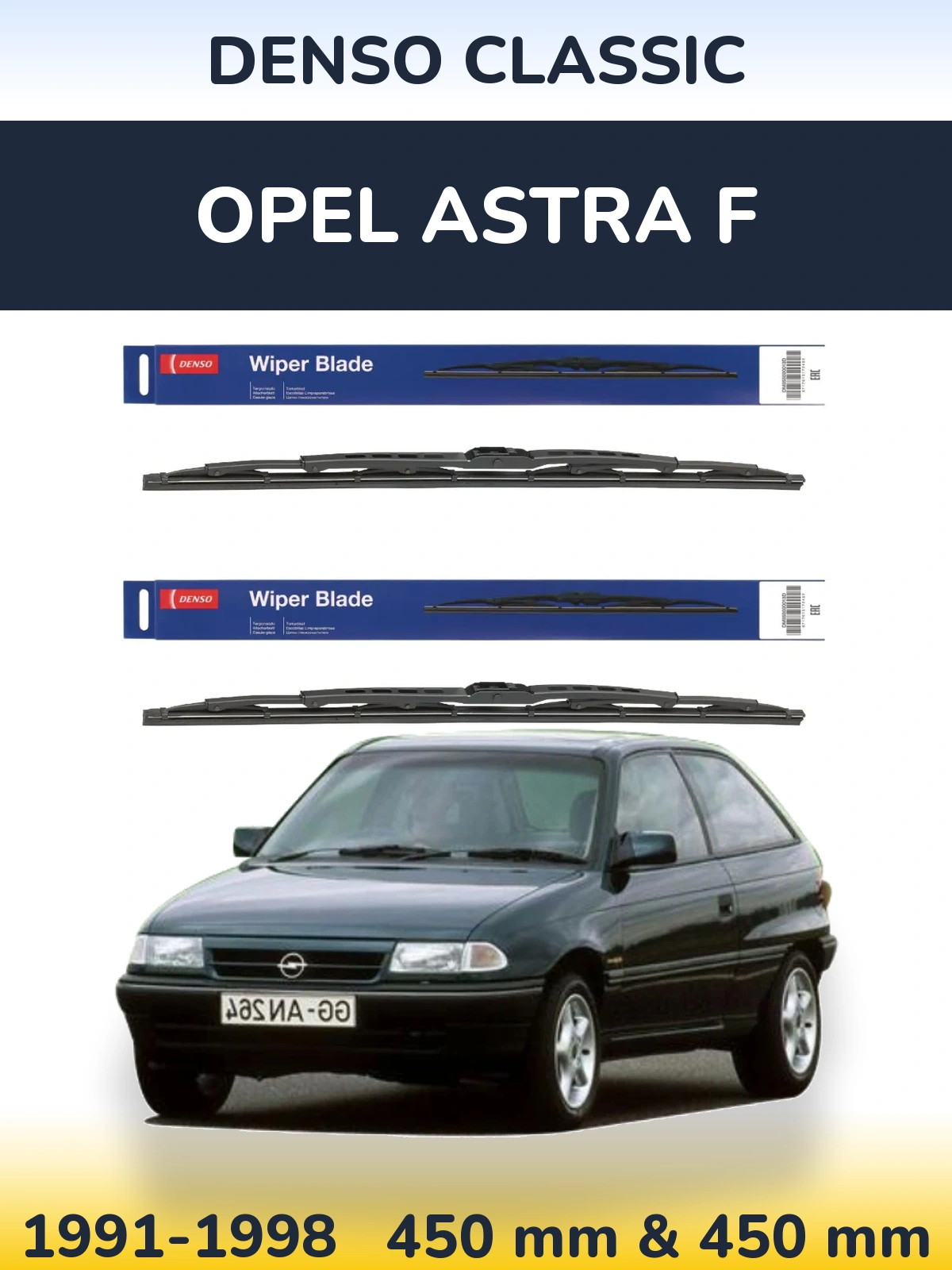 Komplet przednich wycieraczek Denso Classic 450 & 450 mm do Opel Astra F 1991-1998