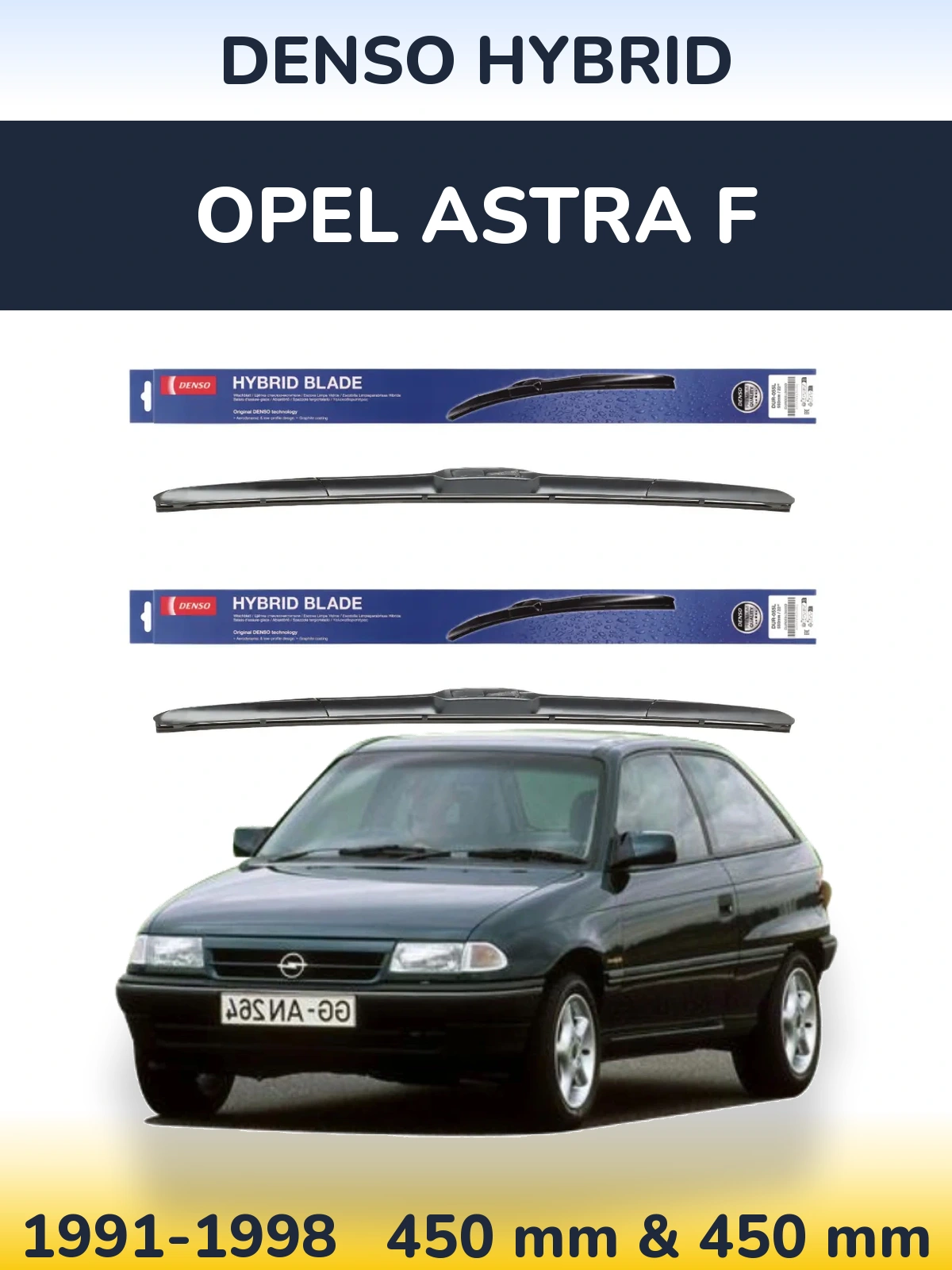 Komplet przednich wycieraczek Denso Hybrid 450 & 450 mm do Opel Astra F 1991-1998
