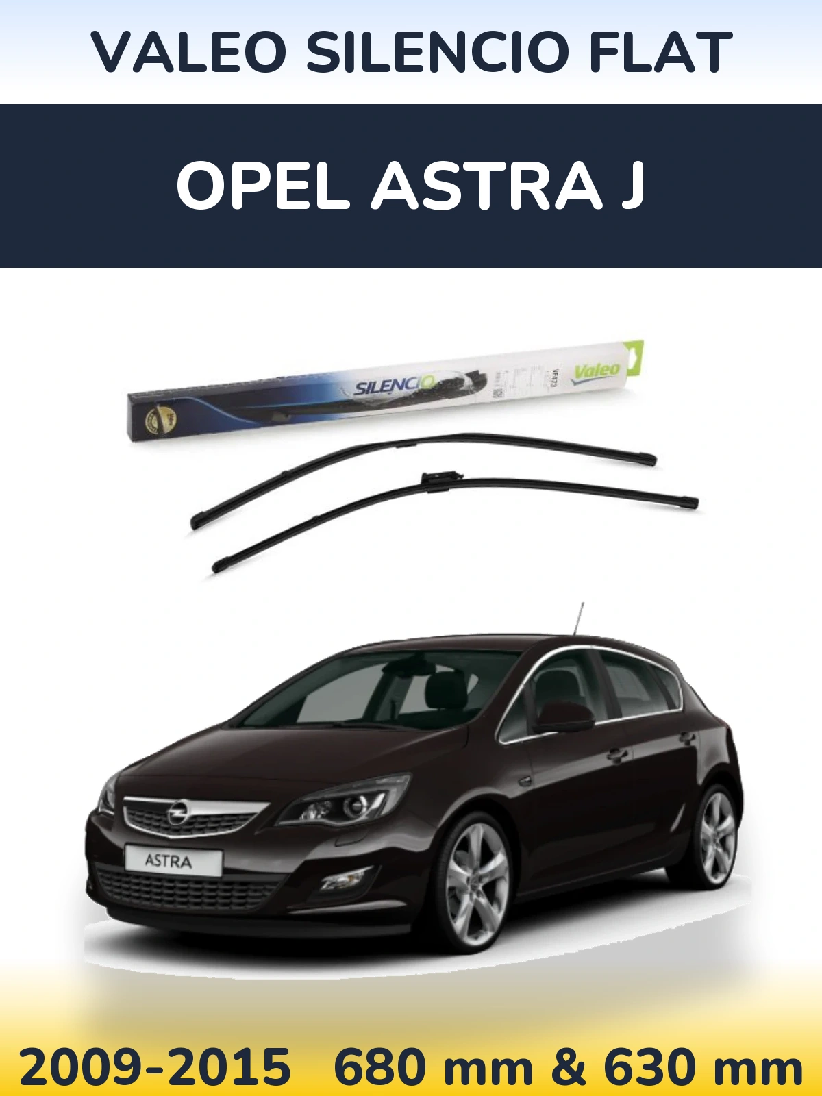 Комплект передних дворников Valeo Silencio Flat 650 & 650 мм для Opel Astra J 2009-2015