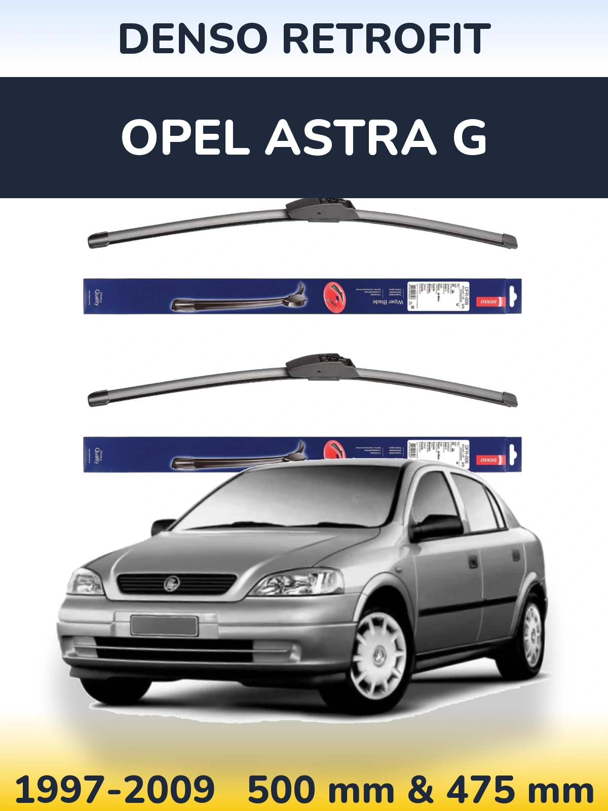 Komplet przednich wycieraczek Denso Retrofit 500 & 475 mm do Opel Astra G 1997-2009