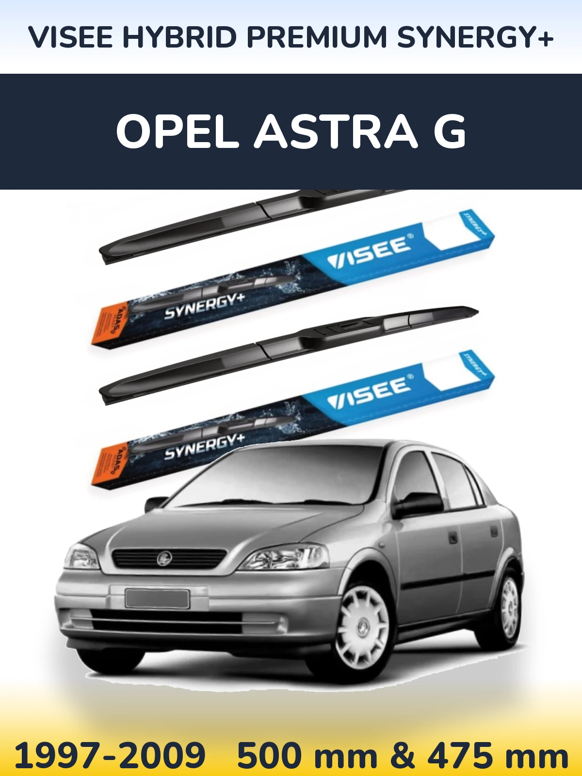 Komplet przednich wycieraczek VISEE HYBRID PREMIUM SYNERGY+ 500 & 475 mm do Opel Astra G 1997-2009