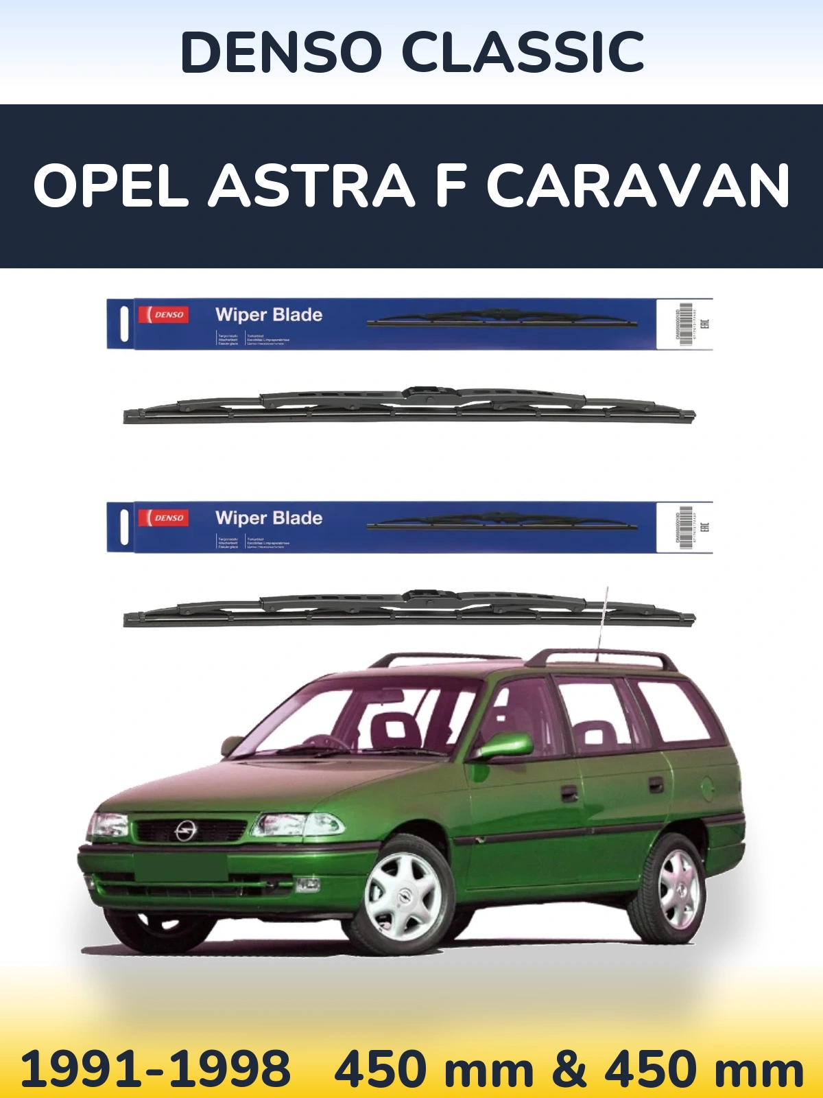 Komplet przednich wycieraczek Denso Classic 450 & 450 mm do Opel Astra F Caravan 1991-1998