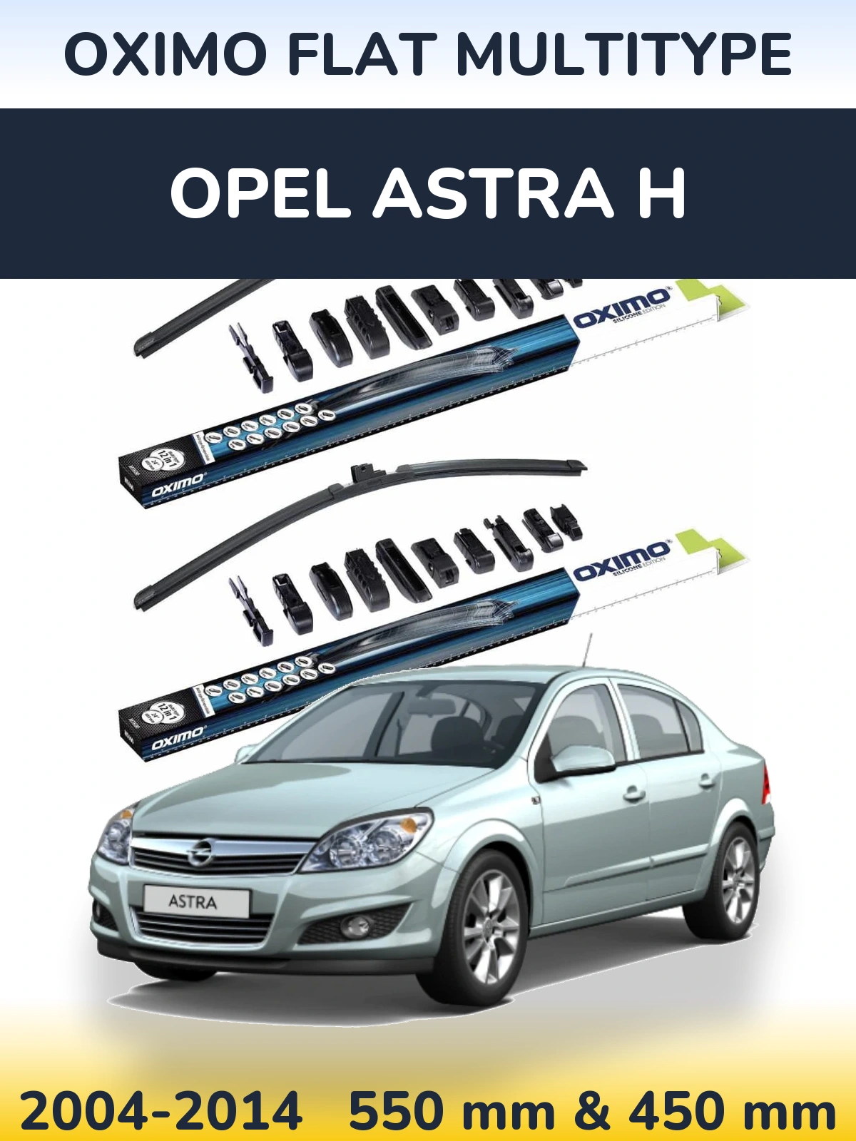 Komplet przednich wycieraczek Oximo Flat MultiType 550 & 450 mm do Opel Astra H 2004-2014
