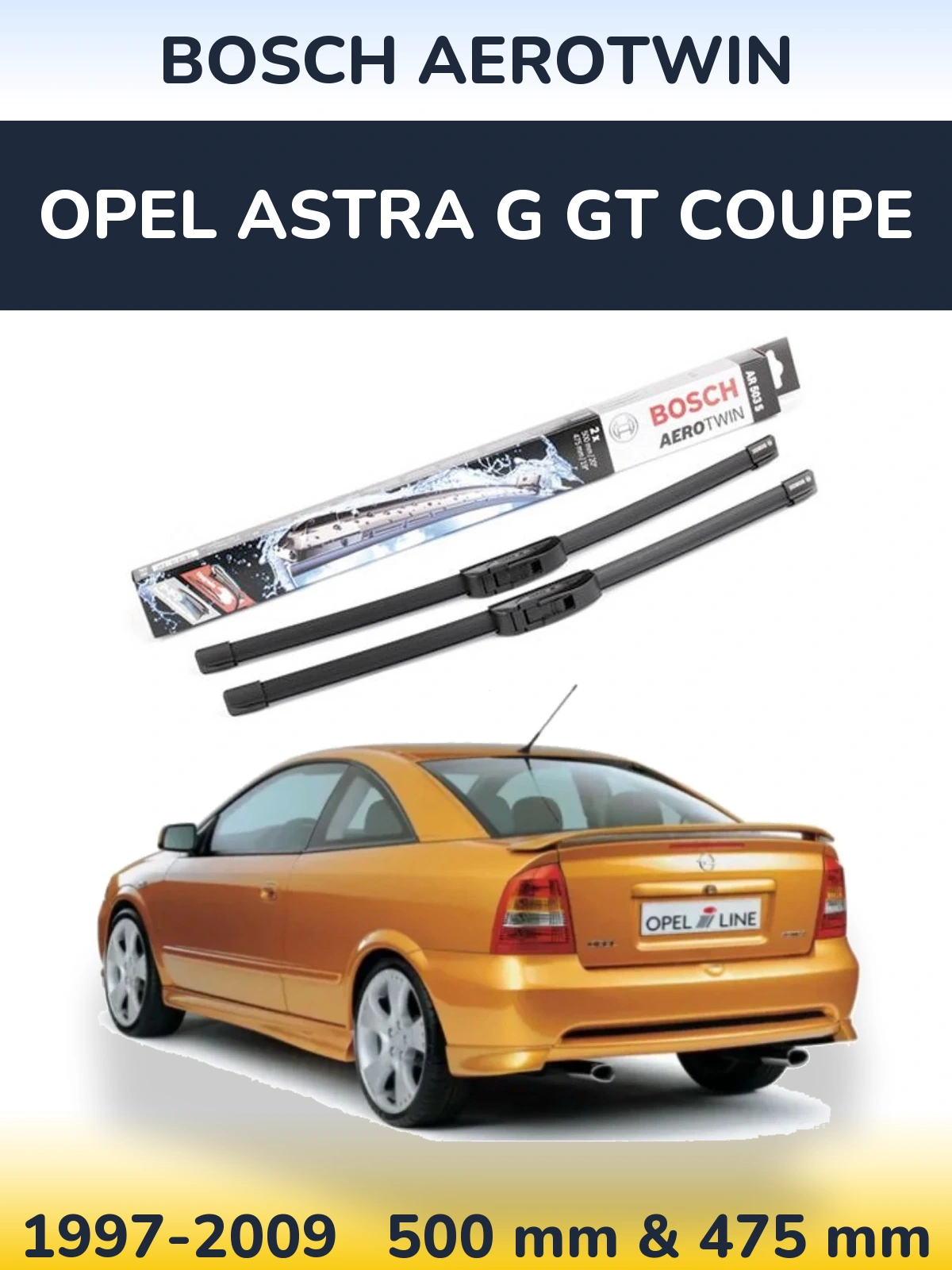 Комплект передних дворников BOSCH AeroTwin 500 & 475 мм для Opel Astra G GT coupe 1997-2009
