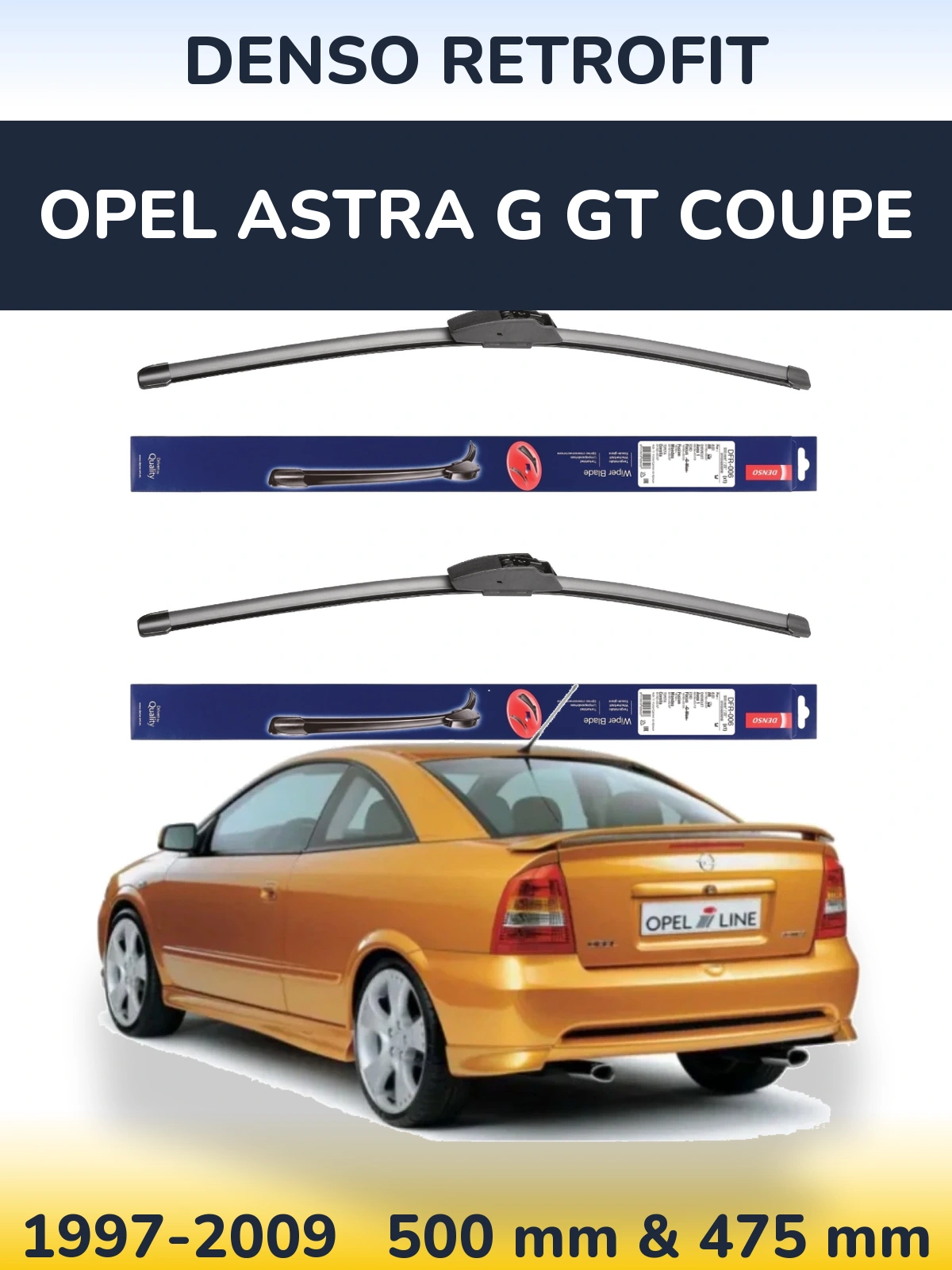 Комплект передних дворников Denso Retrofit 500 & 475 мм для Opel Astra G GT coupe 1997-2009