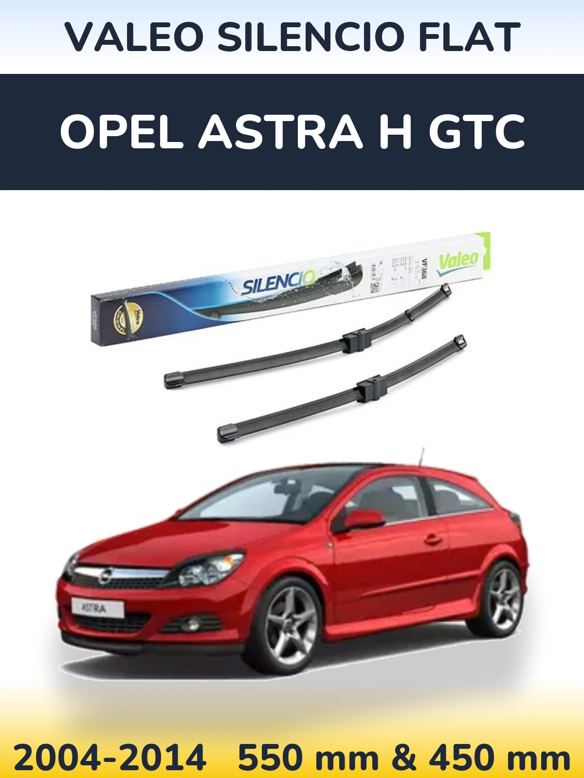 Комплект передних дворников Valeo Silencio Flat 550 & 450 мм для Opel Astra H GTC 2004-2014