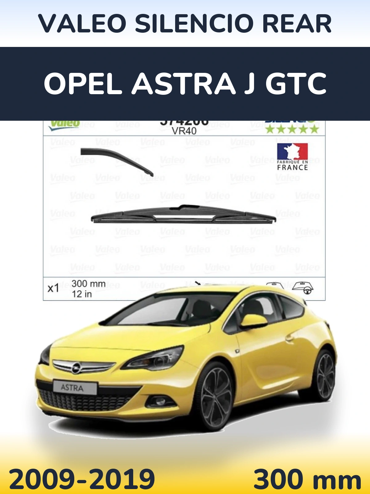 Rear wiper blade Valeo Silencio Rear 300 mm for Opel Astra J GTC 2009-2019