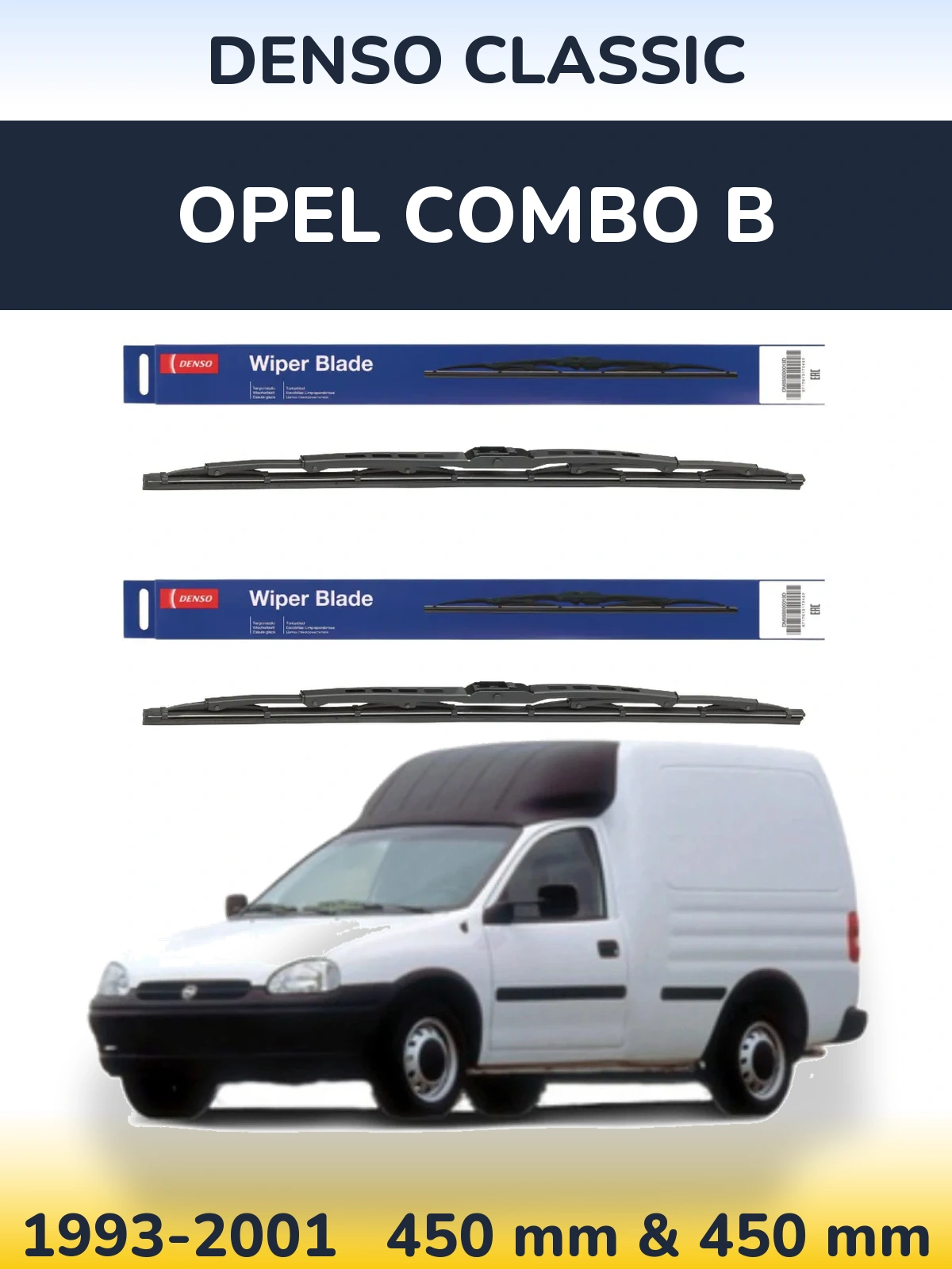 Комплект передних дворников Denso Classic 450 & 450 мм для Opel Combo B 1993-2001