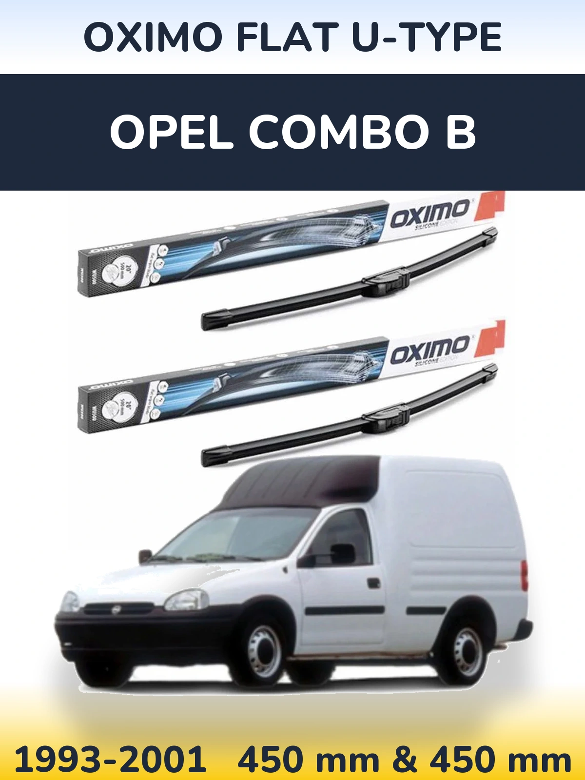 Komplet przednich wycieraczek Oximo Flat U-type 450 & 450 mm do Opel Combo B 1993-2001