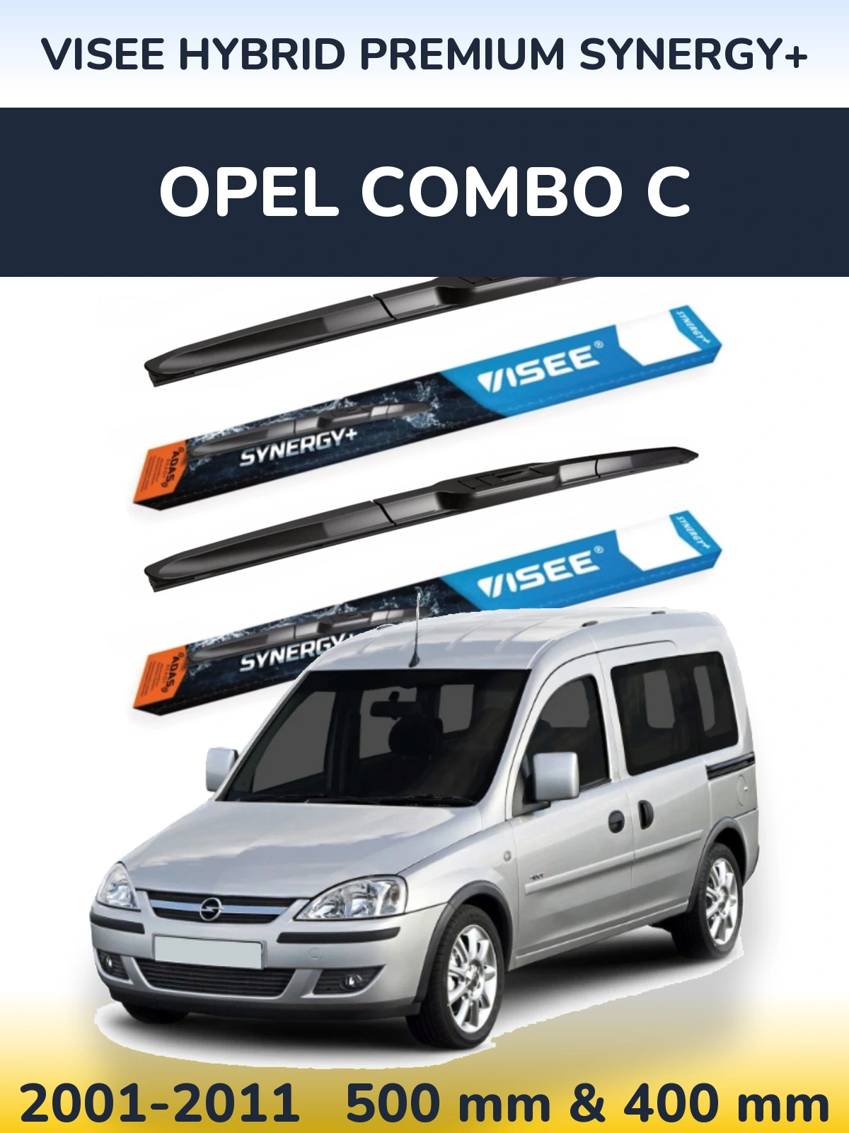 Комплект передних дворников VISEE HYBRID PREMIUM SYNERGY+ 500 & 400 мм для Opel Combo C 2001-2011