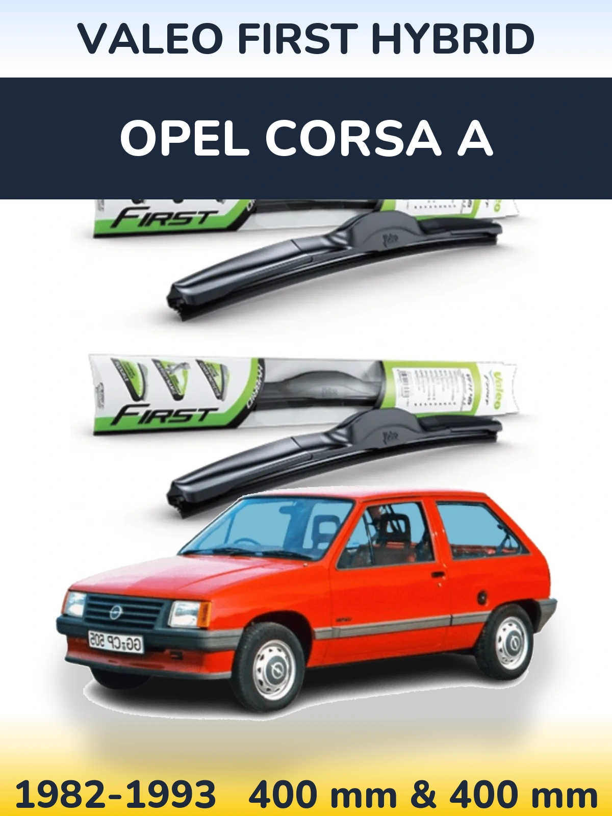 Комплект передних дворников Valeo First Hybrid 400 & 400 мм для Opel Corsa A 1982-1993