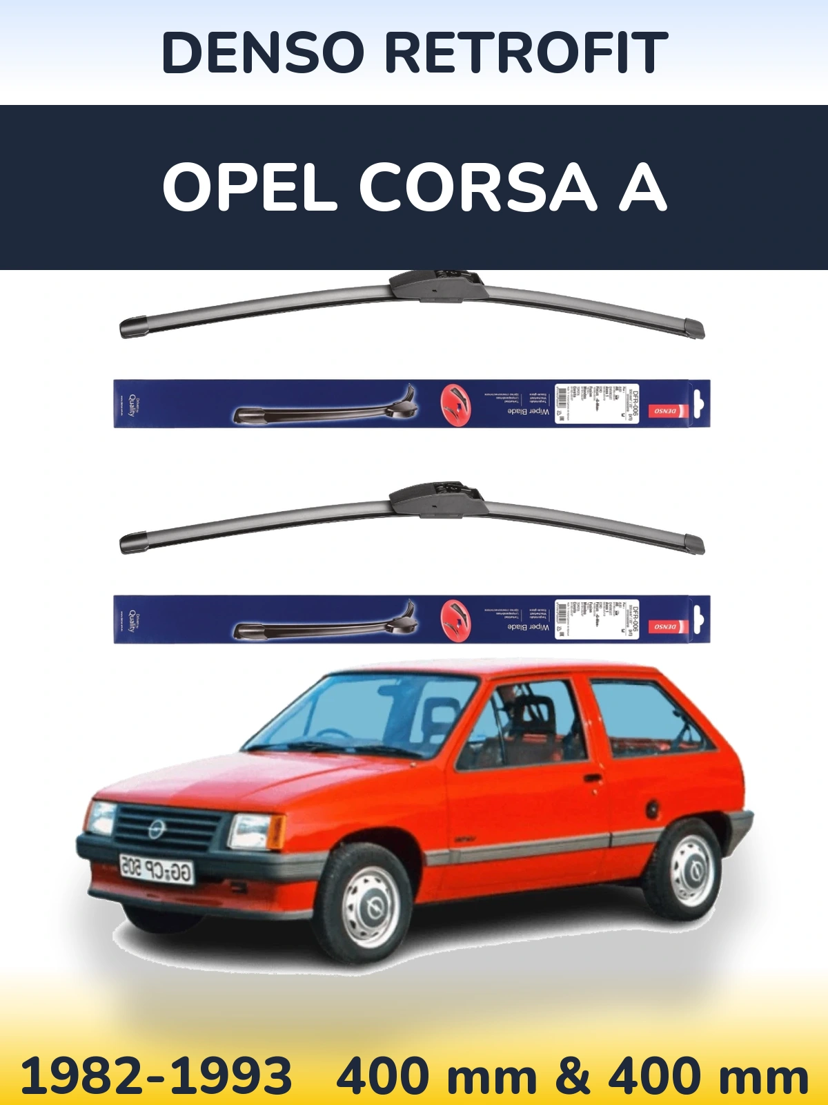 Комплект передних дворников Denso Retrofit 400 & 400 мм для Opel Corsa A 1982-1993