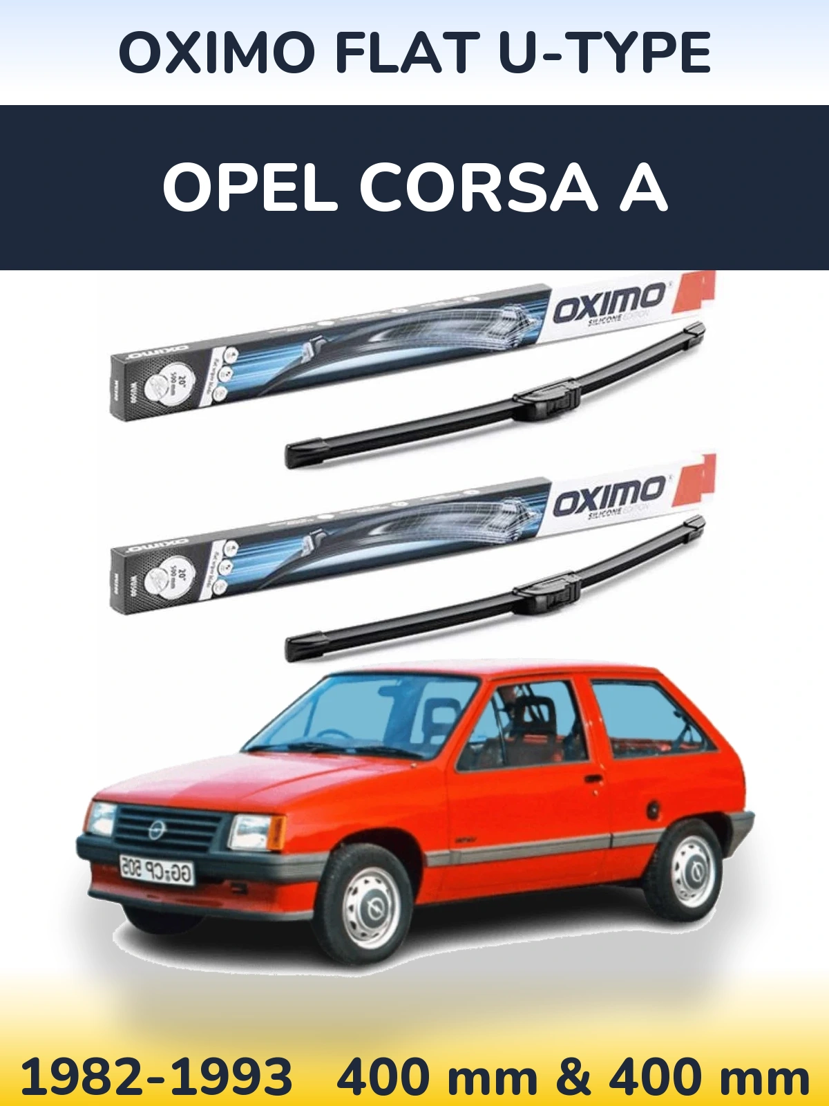 Komplet przednich wycieraczek Oximo Flat U-type 400 & 400 mm do Opel Corsa A 1982-1993