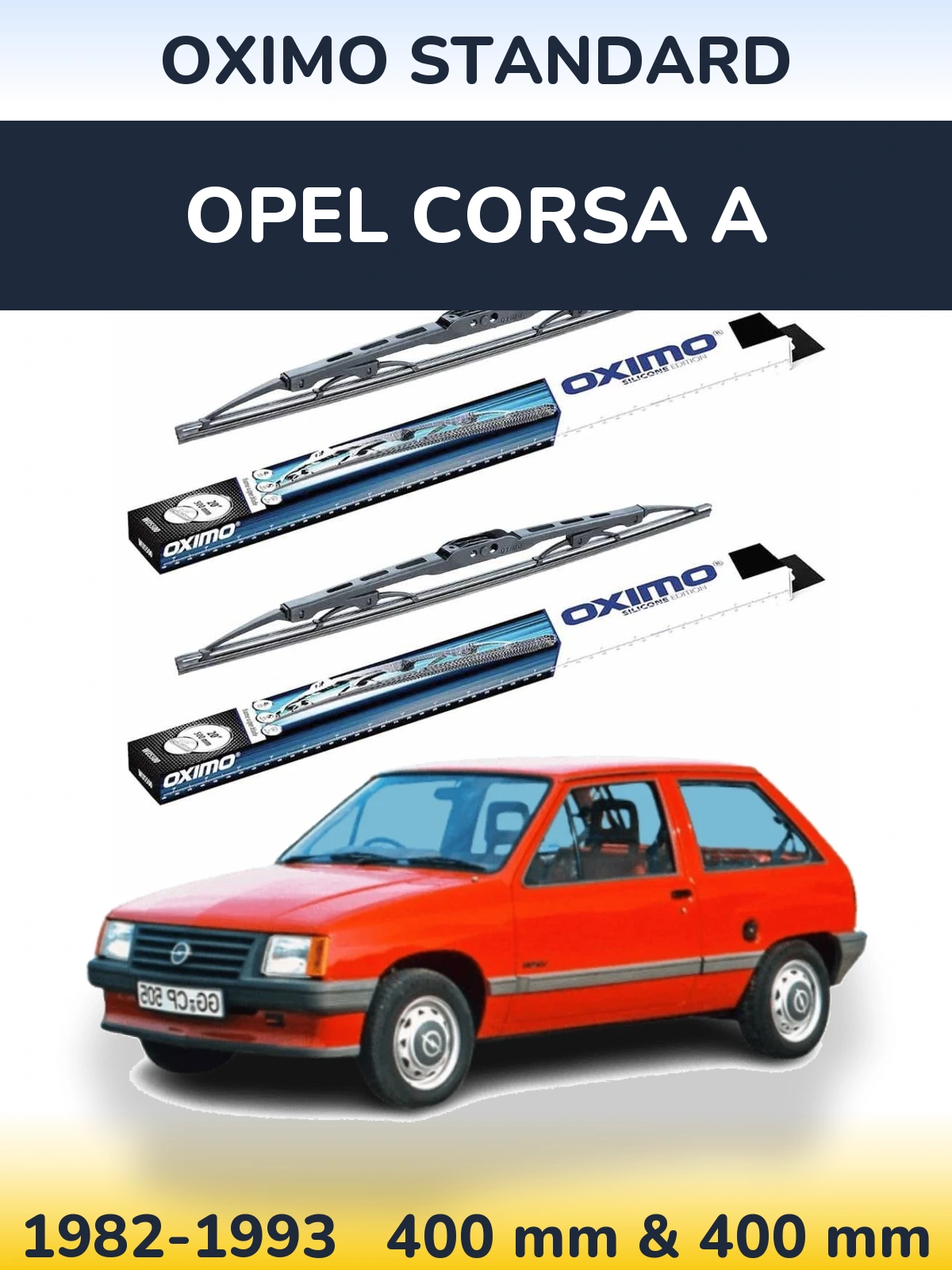 Komplet przednich wycieraczek Oximo Standard 400 & 400 mm do Opel Corsa A 1982-1993