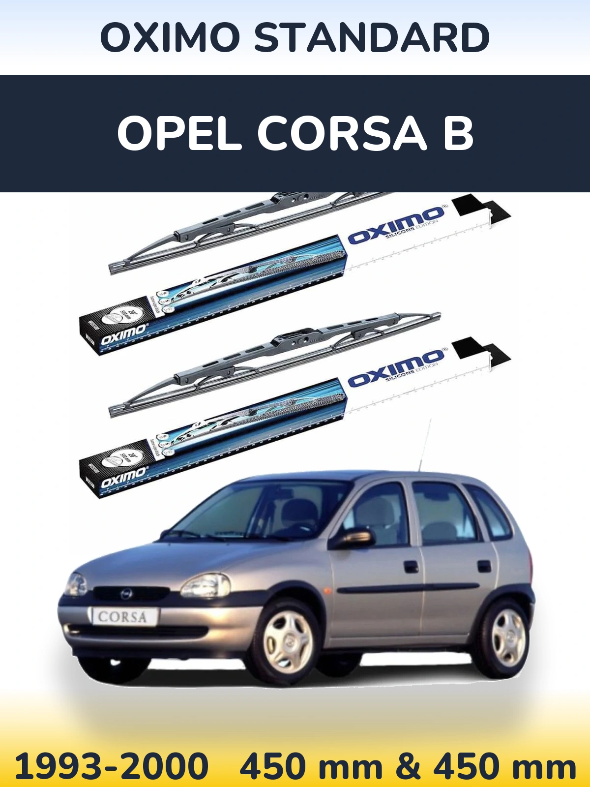 Комплект передних дворников Oximo Standard 450 & 450 мм для Opel Corsa B 1993-2000