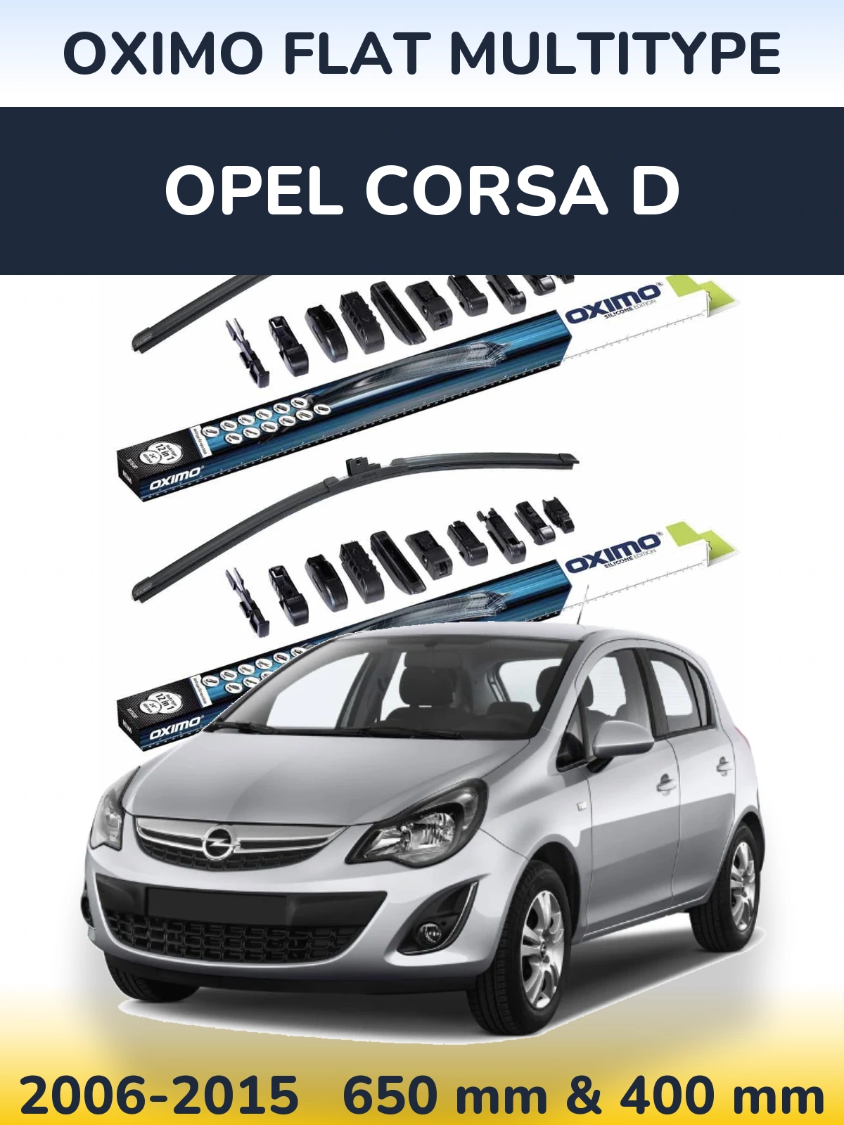 Komplet przednich wycieraczek Oximo Flat MultiType 650 & 400 mm do Opel Corsa D 2006-2015