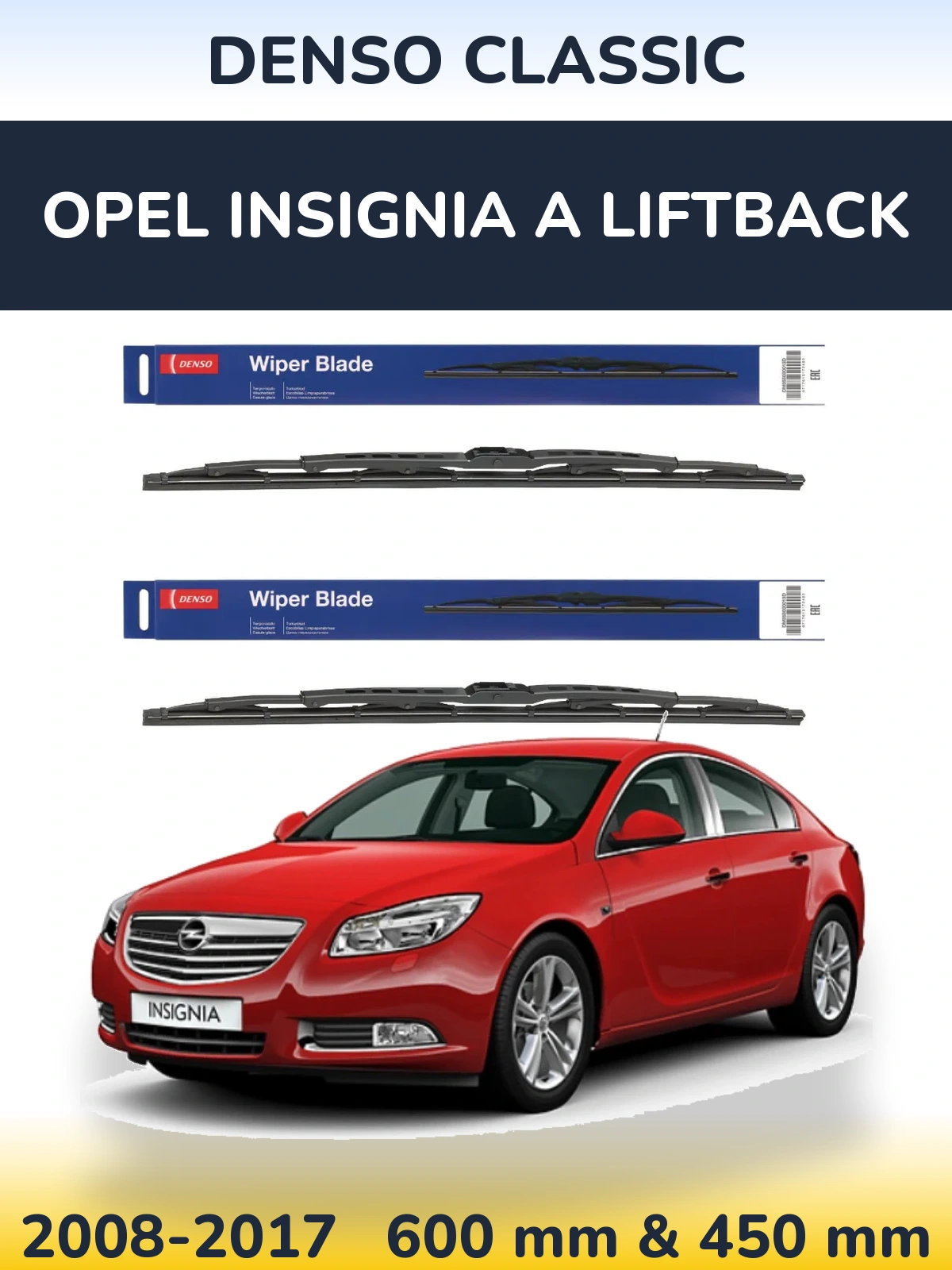 Komplet przednich wycieraczek Denso Classic 600 & 450 mm do Opel Insignia A liftback 2008-2017