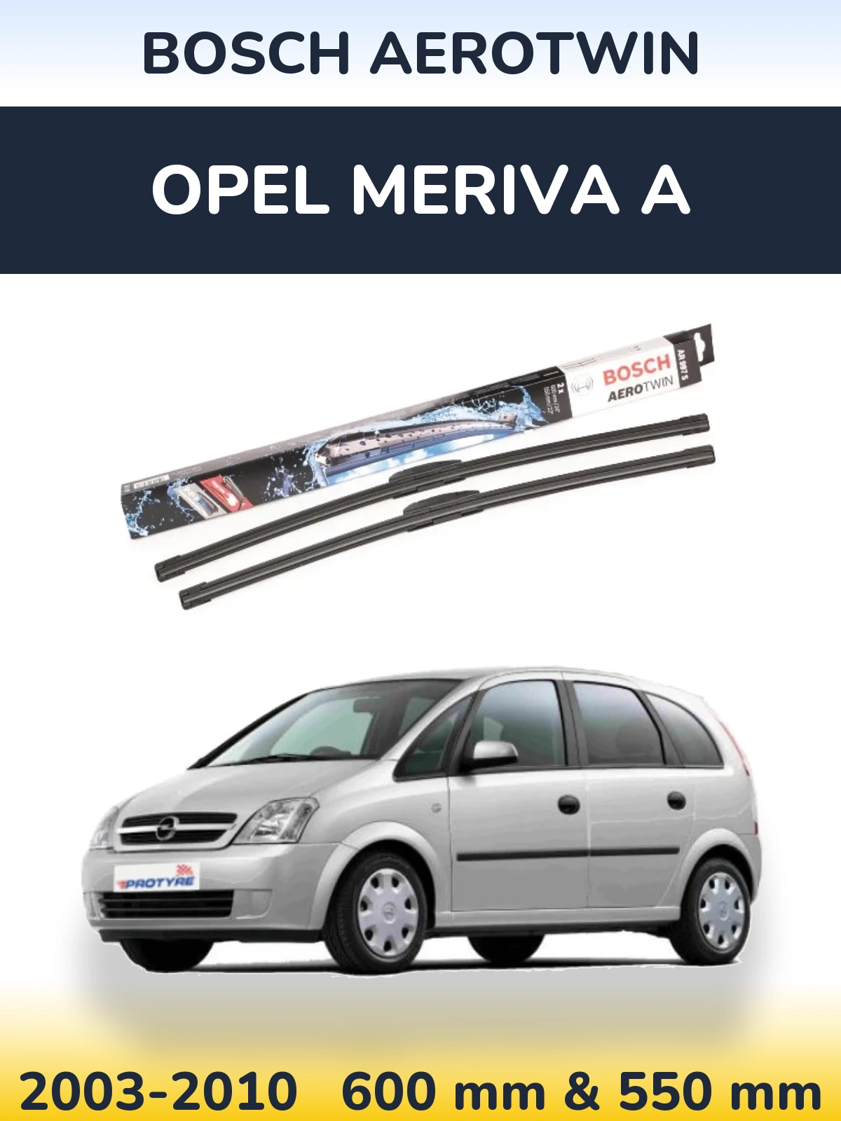 Komplet przednich wycieraczek BOSCH AeroTwin 600 & 550 mm do Opel Meriva A 2003-2010