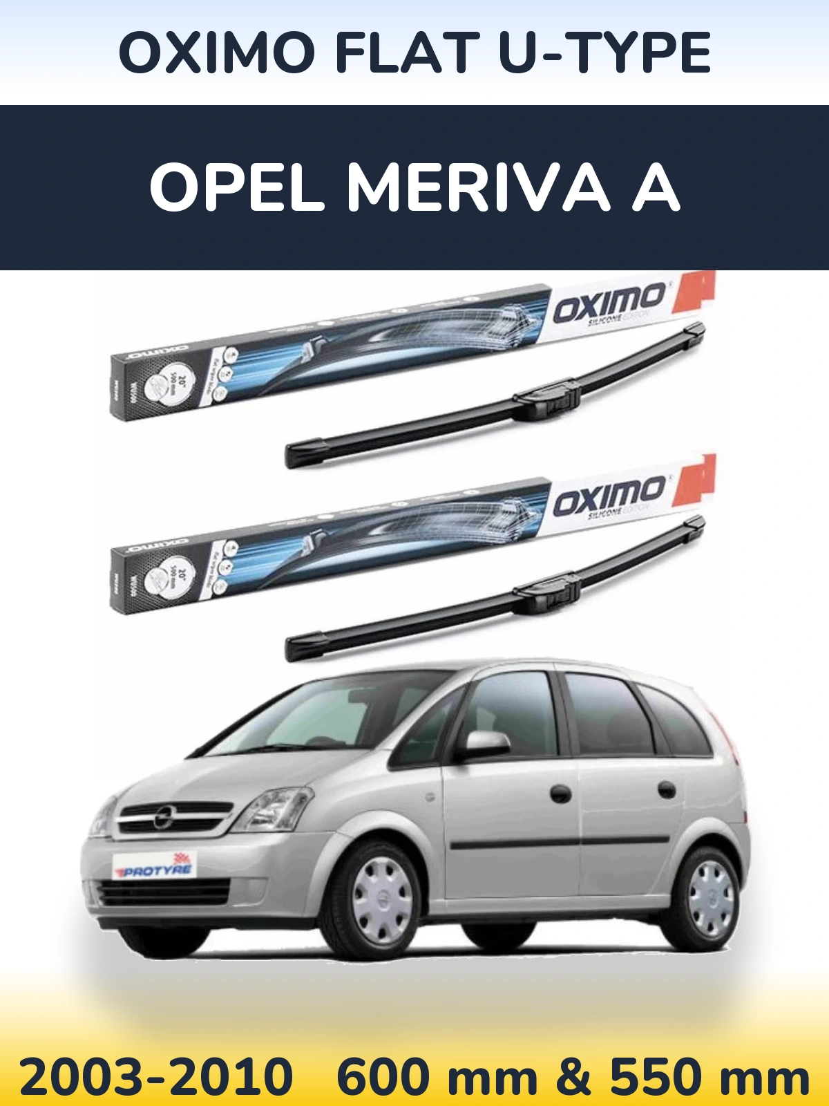 Komplet przednich wycieraczek Oximo Flat U-type 600 & 550 mm do Opel Meriva A 2003-2010