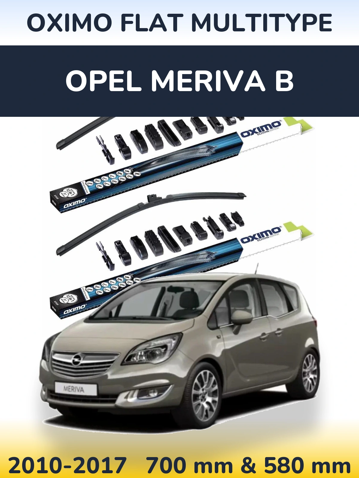 Komplet przednich wycieraczek Oximo Flat MultiType 700 & 580 mm do Opel Meriva B 2010-2017
