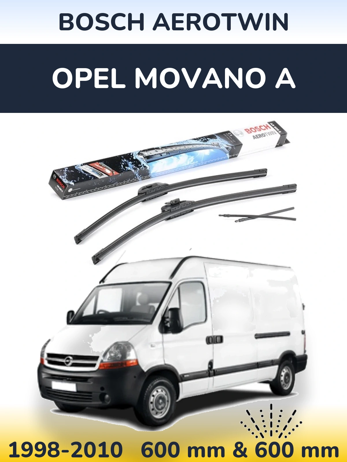 Komplet przednich wycieraczek BOSCH AeroTwin 600 & 600 mm do Opel Movano A 1998-2010