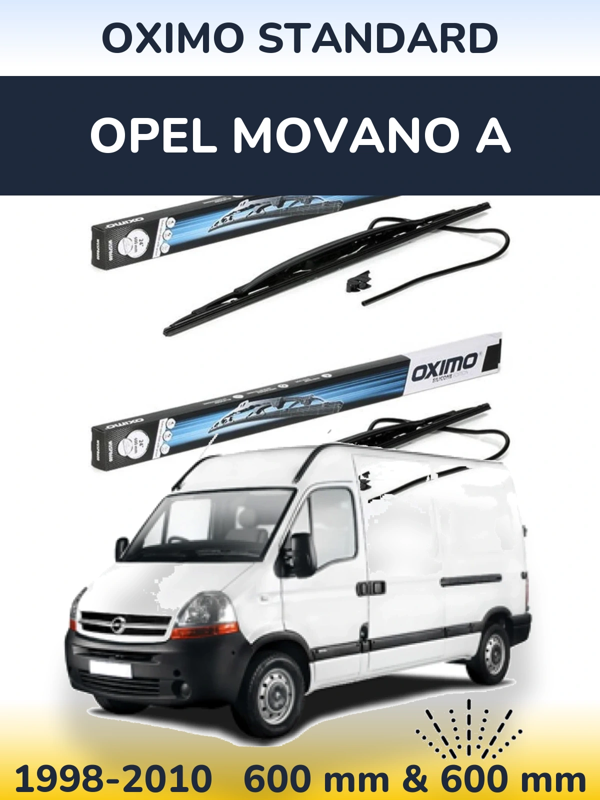 Komplet przednich wycieraczek Oximo Standard 600 & 600 mm do Opel Movano A 1998-2010