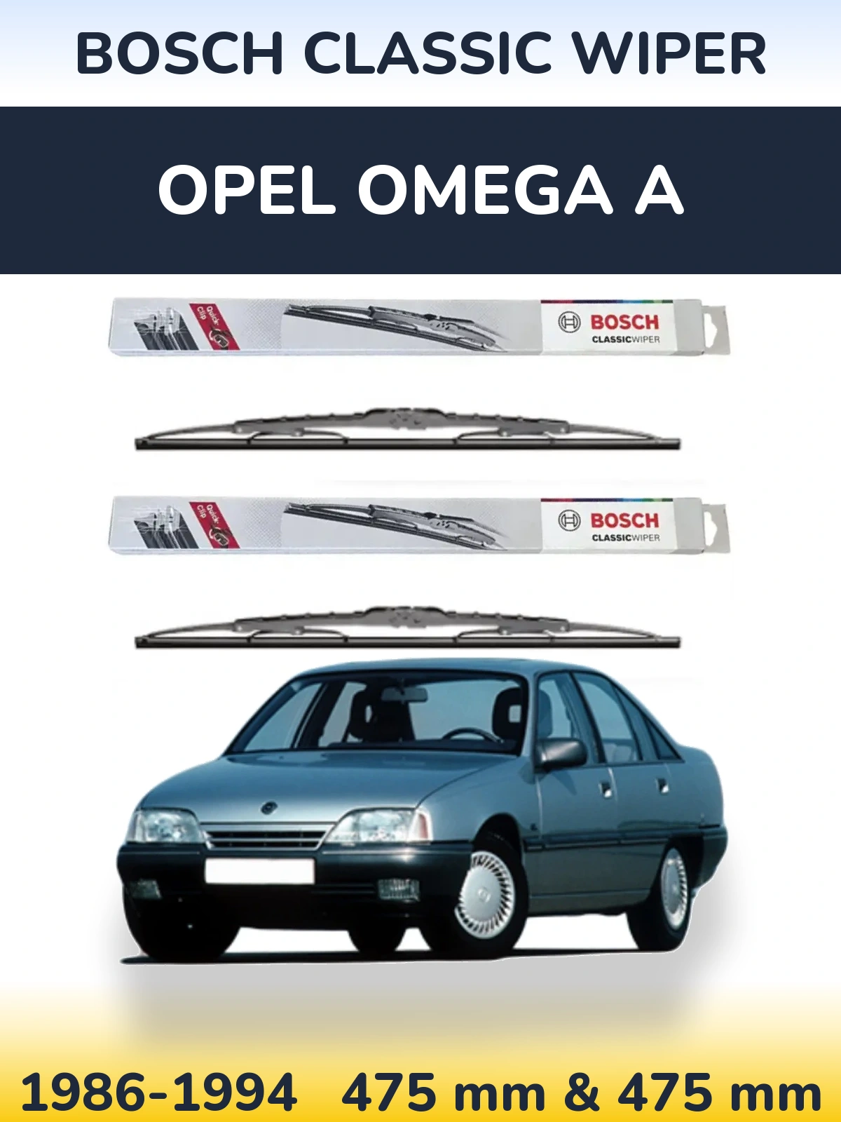 Komplet przednich wycieraczek BOSCH Classic Wiper 475 & 475 mm do Opel Omega A 1986-1994