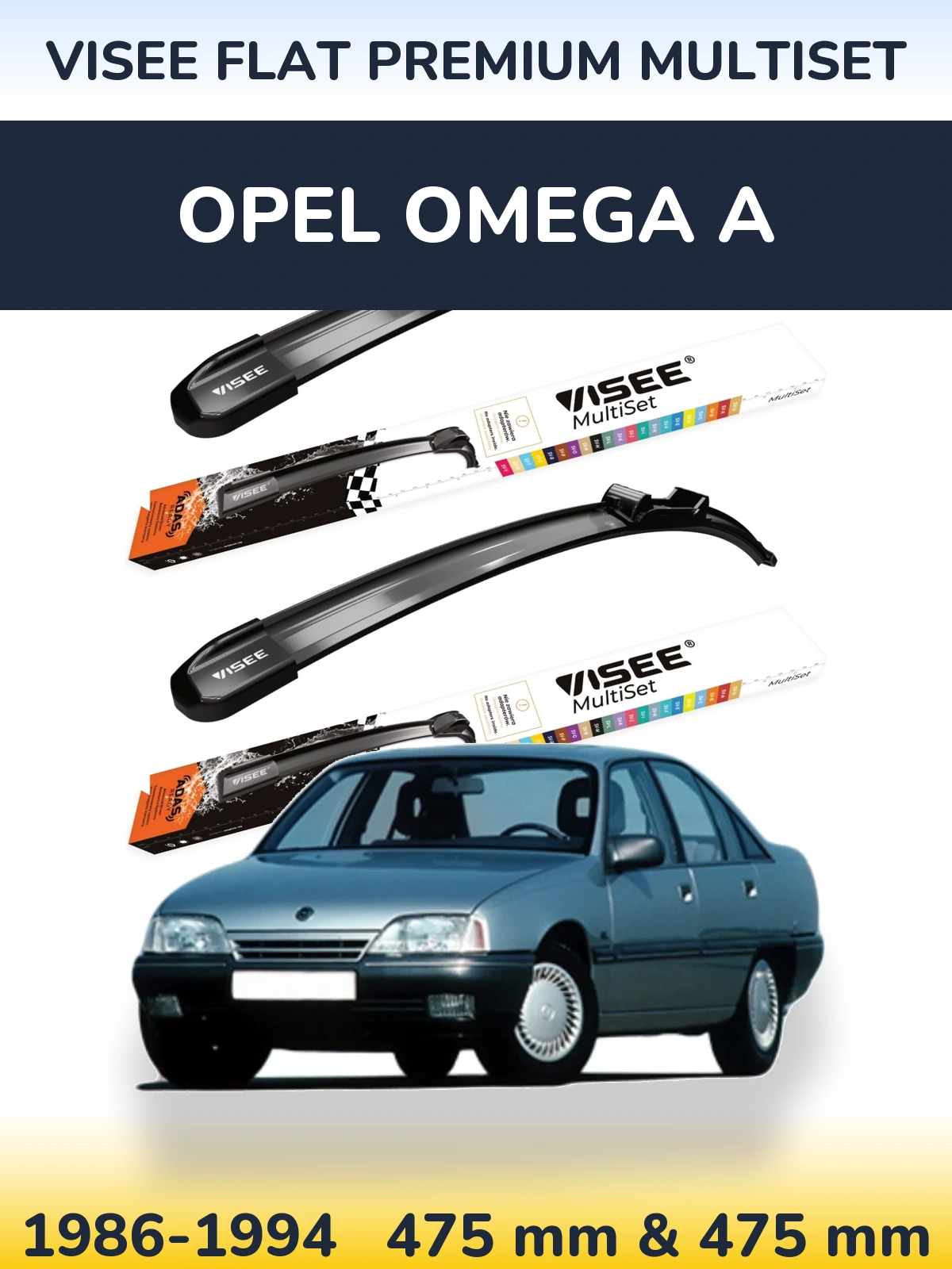 Komplet przednich wycieraczek VISEE FLAT PREMIUM MultiSet 475 & 475 mm do Opel Omega A 1986-1994