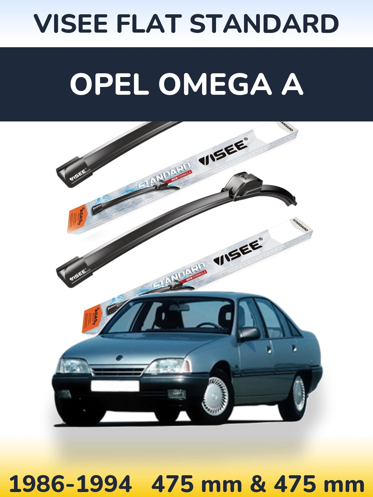 Komplet przednich wycieraczek VISEE FLAT STANDARD 475 & 475 mm do Opel Omega A 1986-1994