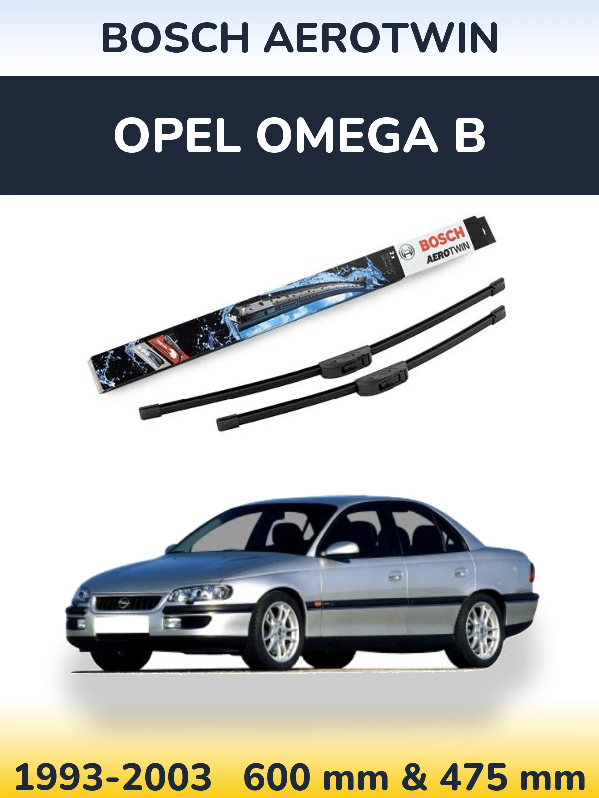 Komplet przednich wycieraczek BOSCH AeroTwin 600 & 475 mm do Opel Omega B 1993-2003