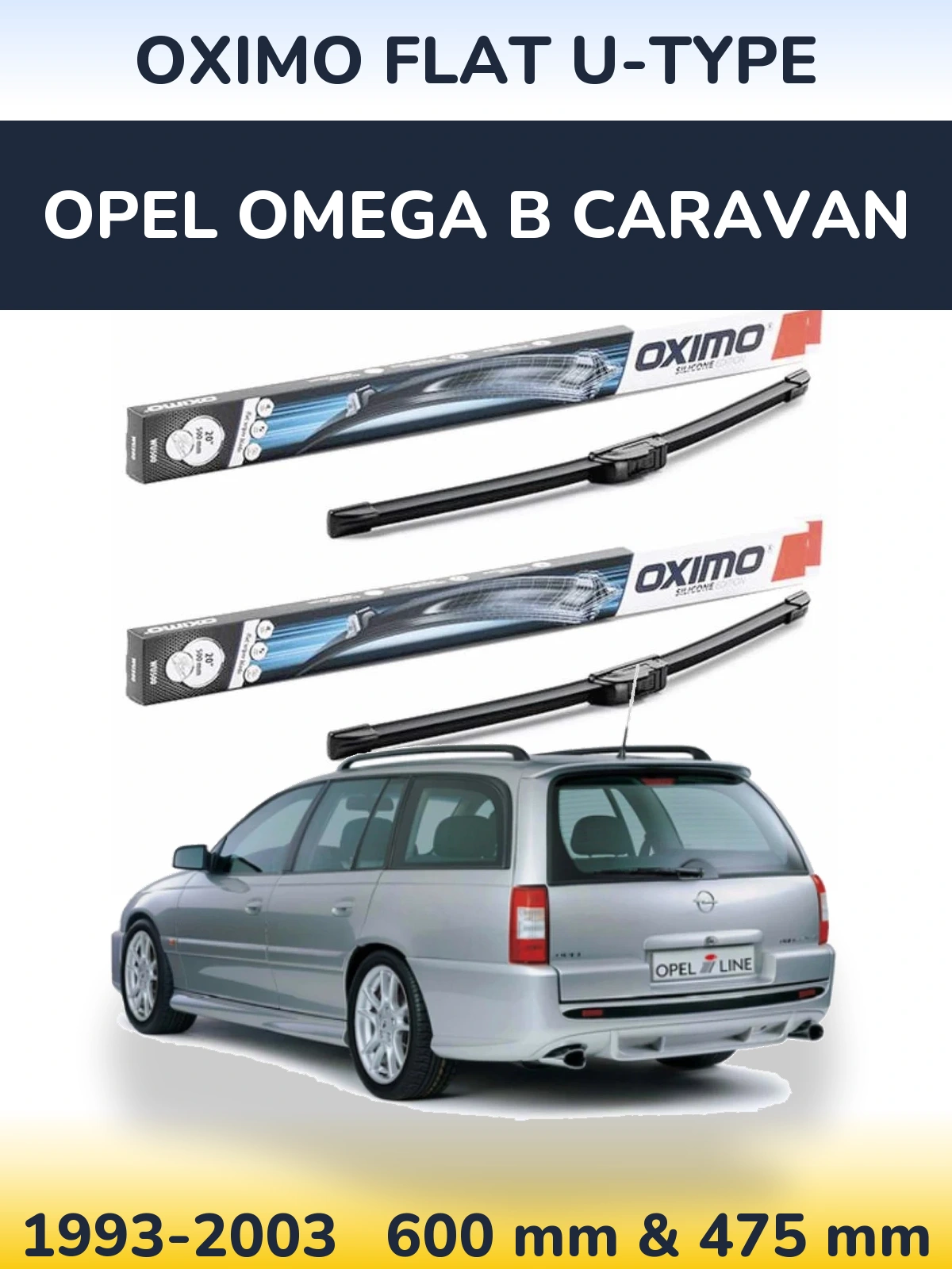 Komplet przednich wycieraczek Oximo Flat U-type 600 & 475 mm do Opel Omega B Caravan 1993-2003