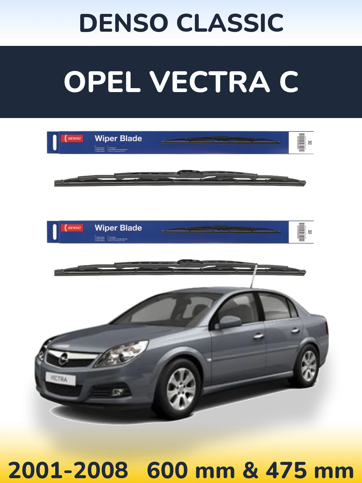 Komplet przednich wycieraczek Denso Classic 600 & 475 mm do Opel Vectra C 2001-2008