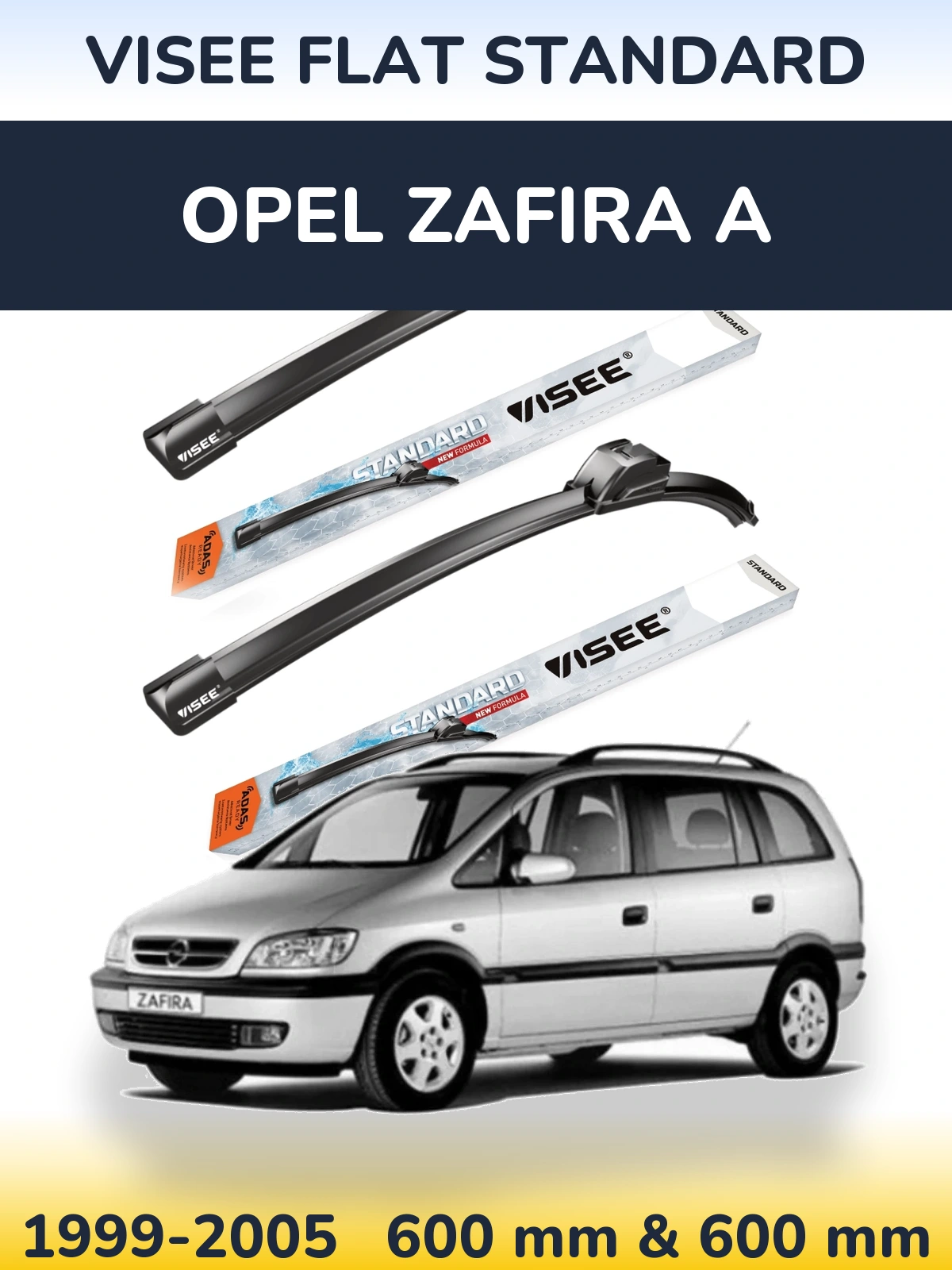 Комплект передних дворников VISEE FLAT STANDARD 600 & 600 мм для Opel Zafira A 1999-2005