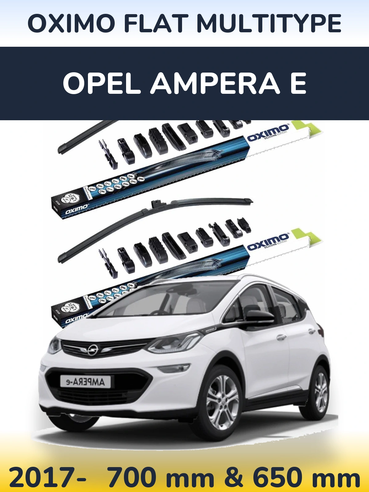 Komplet przednich wycieraczek Oximo Flat MultiType 700 & 650 mm do Opel Ampera E 2017-2026