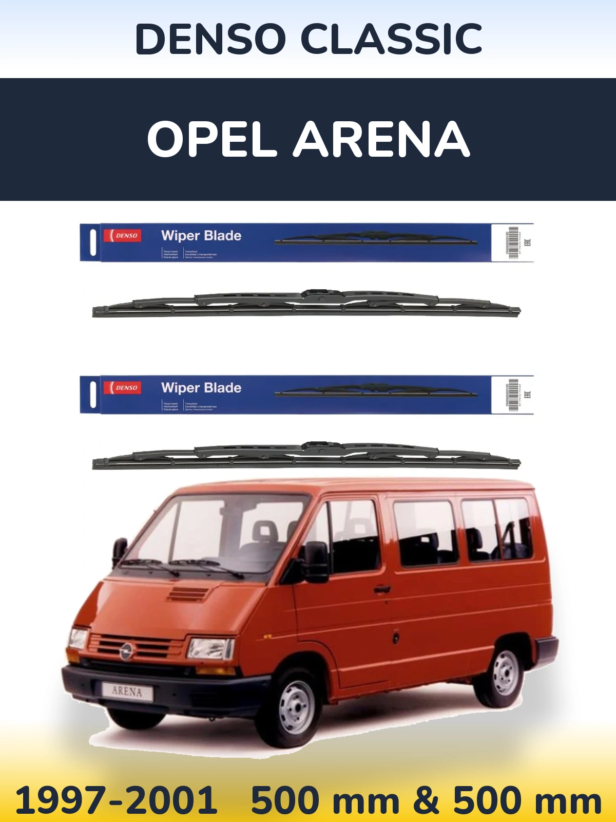 Komplet przednich wycieraczek Denso Classic 500 & 500 mm do Opel Arena 1997-2001