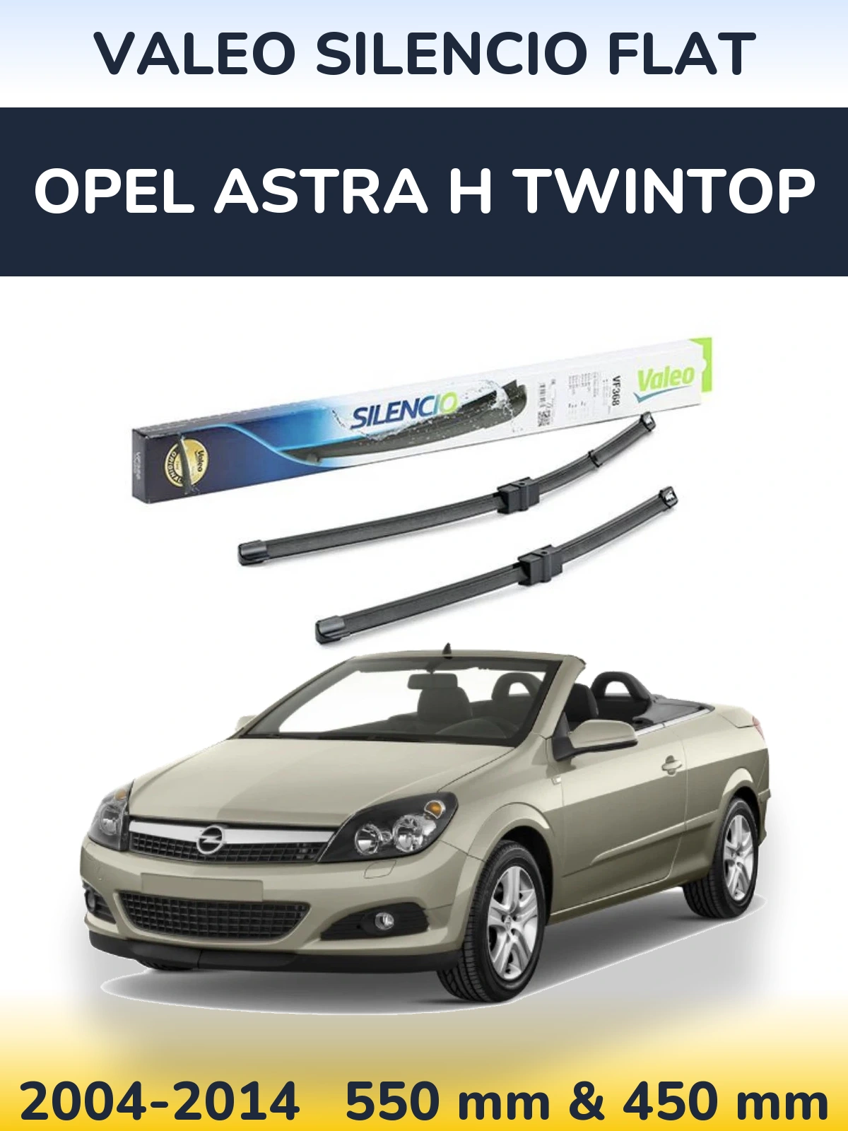 Komplet przednich wycieraczek Valeo Silencio Flat 550 & 450 mm do Opel Astra H TwinTop 2004-2014