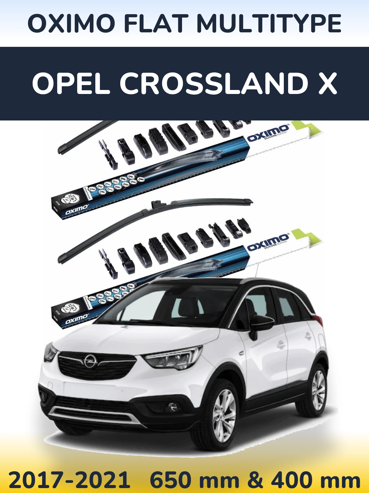 Komplet przednich wycieraczek Oximo Flat MultiType 650 & 400 mm do Opel Crossland X 2017-2021