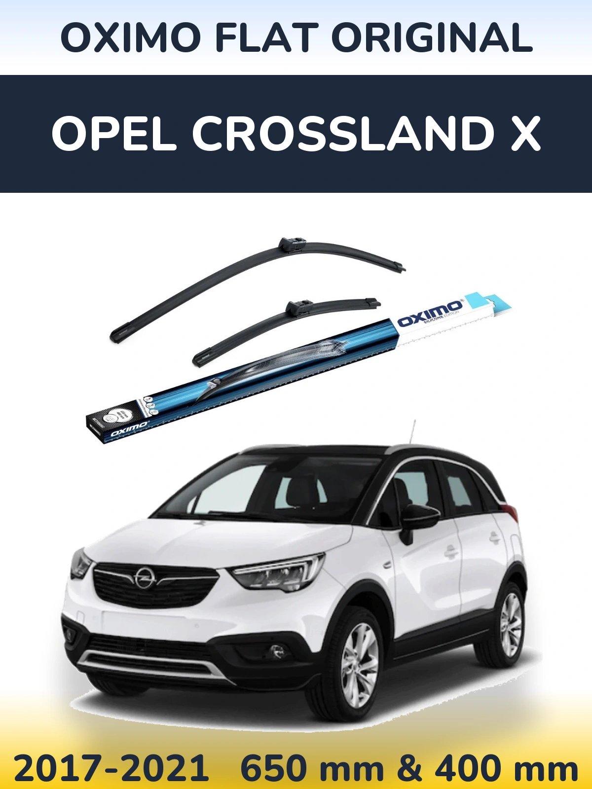 Комплект передних дворников Oximo Flat Original 650 & 400 мм для Opel Crossland X 2017-2021