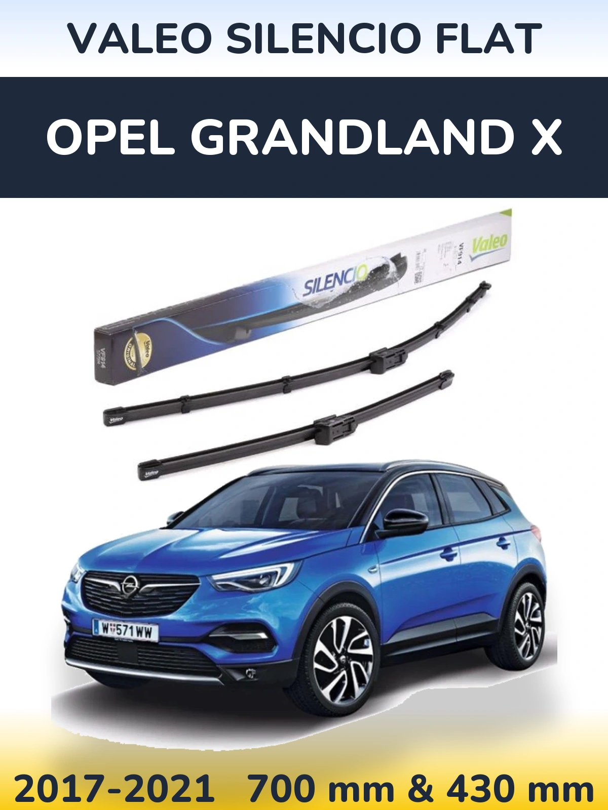 Komplet przednich wycieraczek Valeo Silencio Flat 680 & 430 mm do Opel Grandland X 2017-2021