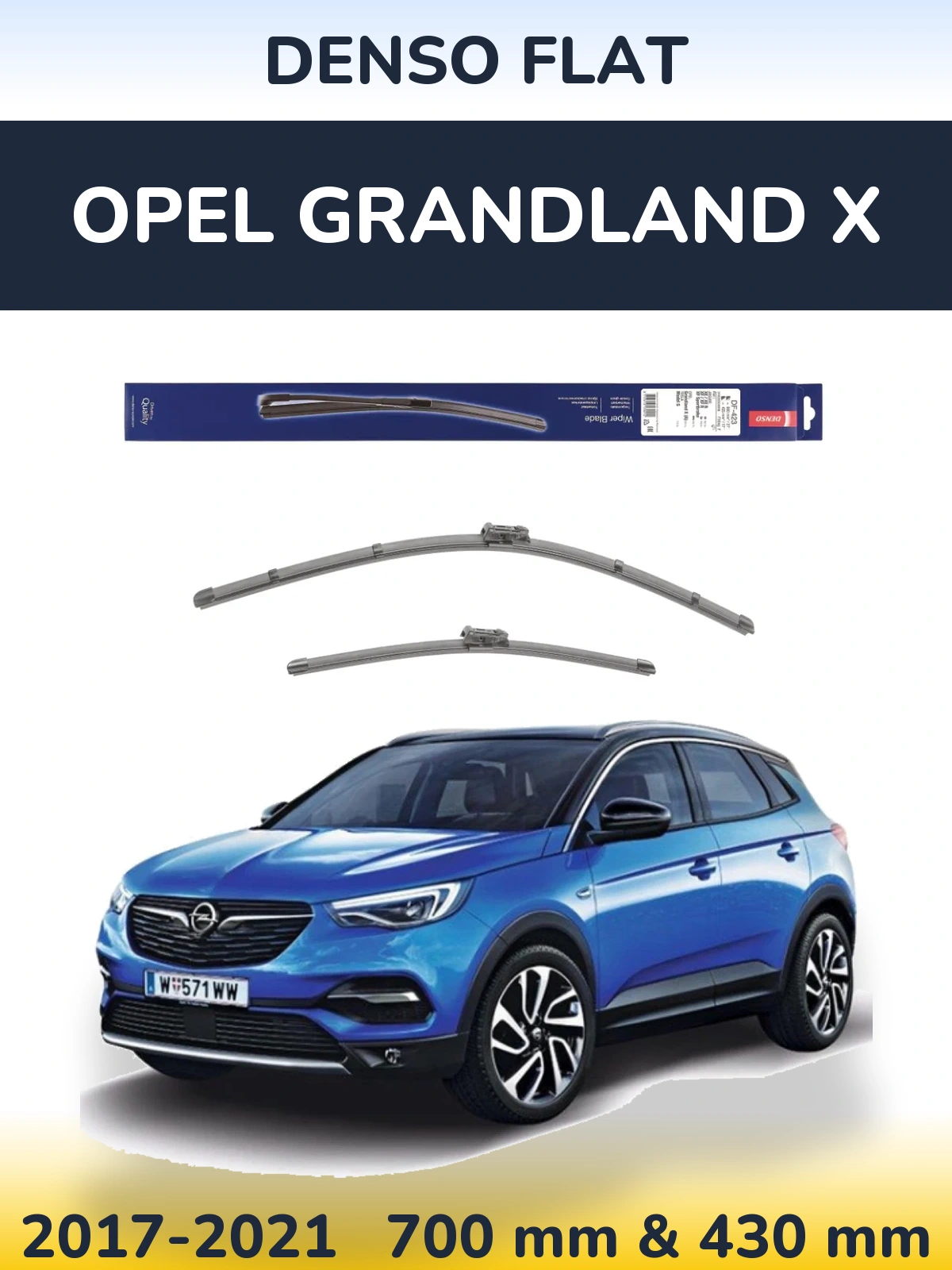 Komplet przednich wycieraczek Denso Flat 680 & 430 mm do Opel Grandland X 2017-2021