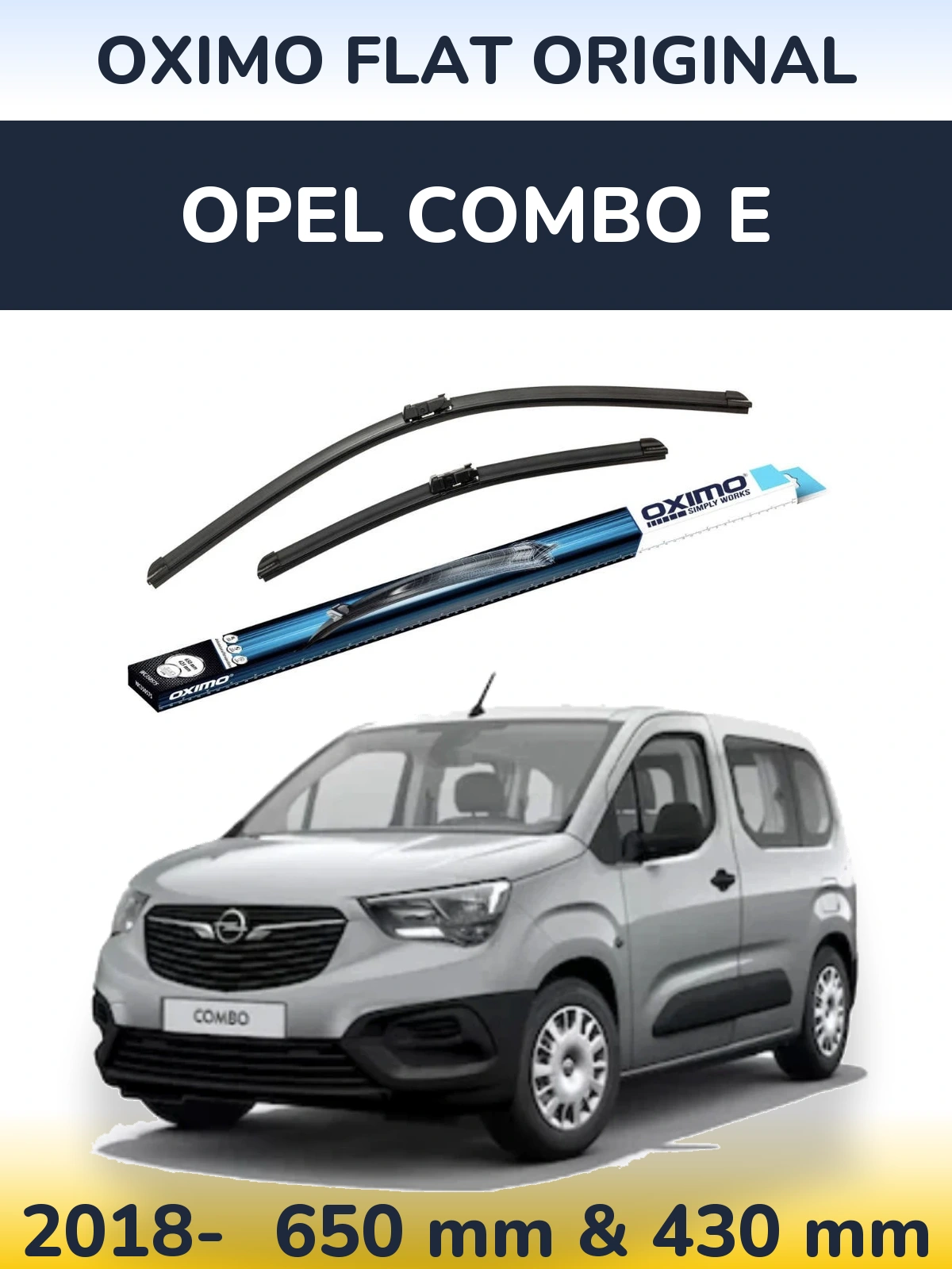 Комплект передних дворников Oximo Flat Original 650 & 430 мм для Opel Combo E 2018-2026