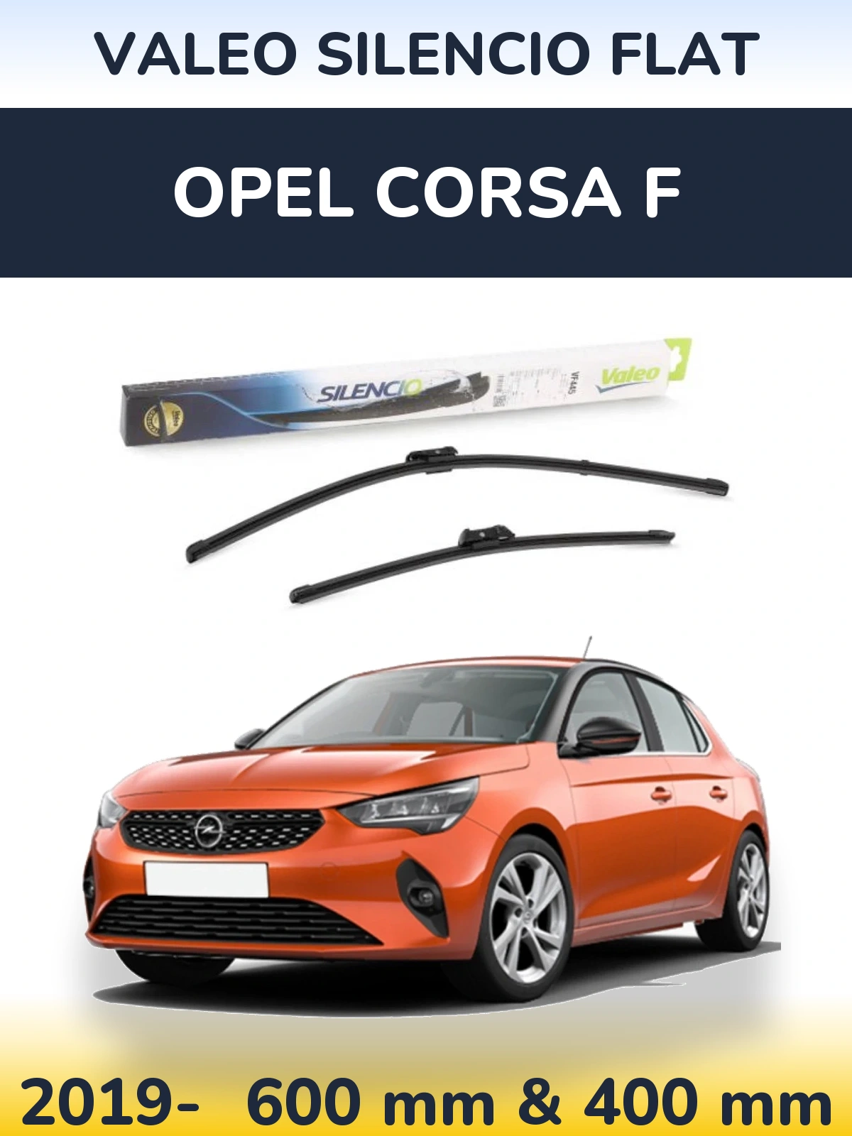 Komplet przednich wycieraczek Valeo Silencio Flat 600 & 400 mm do Opel Corsa F 2019-2026