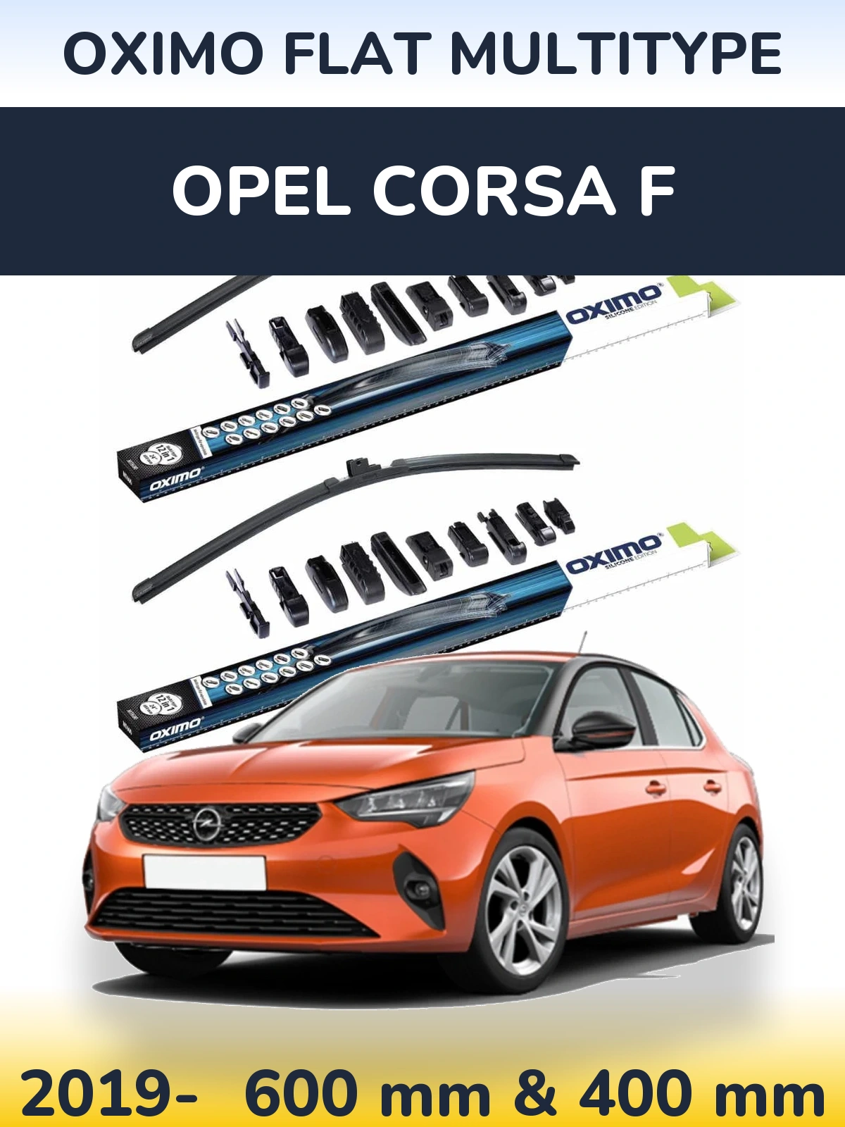 Комплект передних дворников Oximo Flat MultiТипe 600 & 400 мм для Opel Corsa F 2019-2026