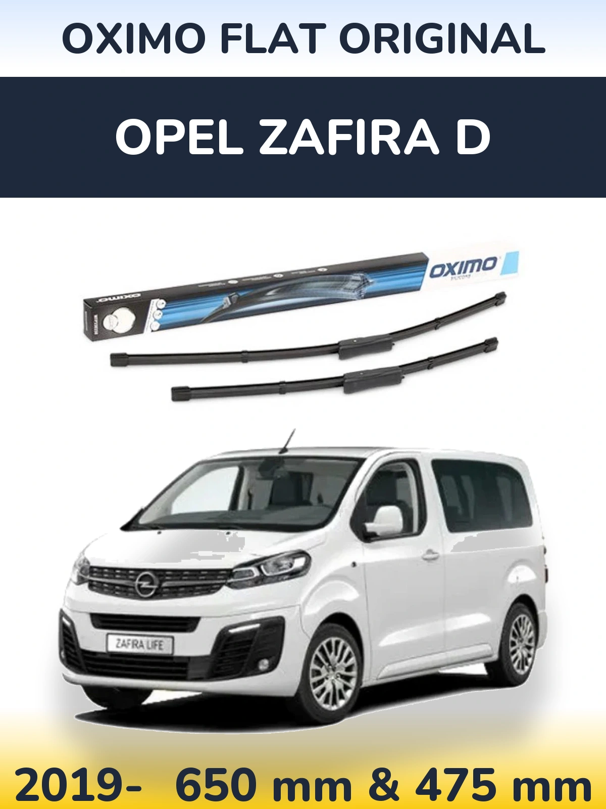 Komplet przednich wycieraczek Oximo Flat Original 650 & 475 mm do Opel Zafira D 2019-2026